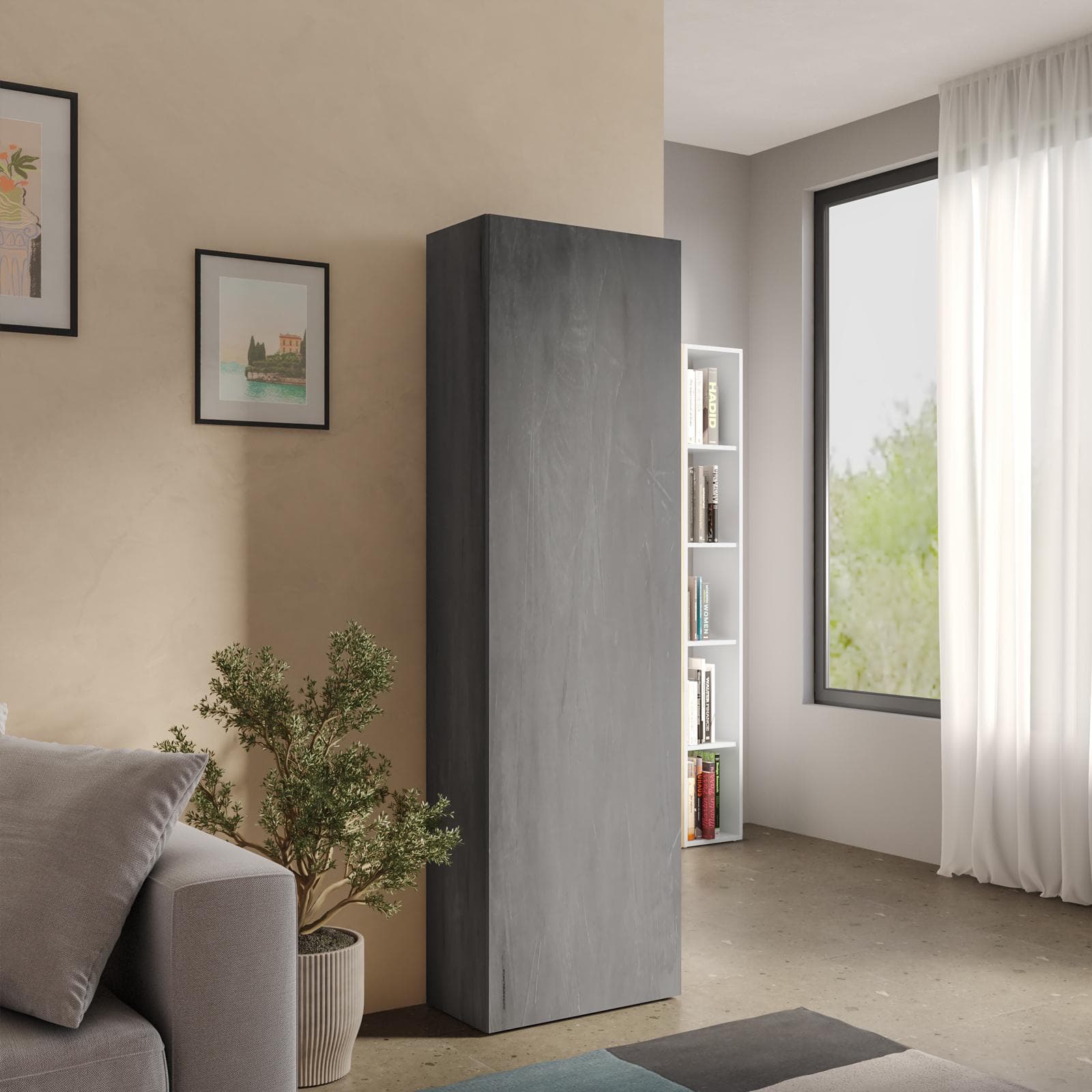 Colonna multiuso 54x185h cm piombo con anta reversibile - Clary