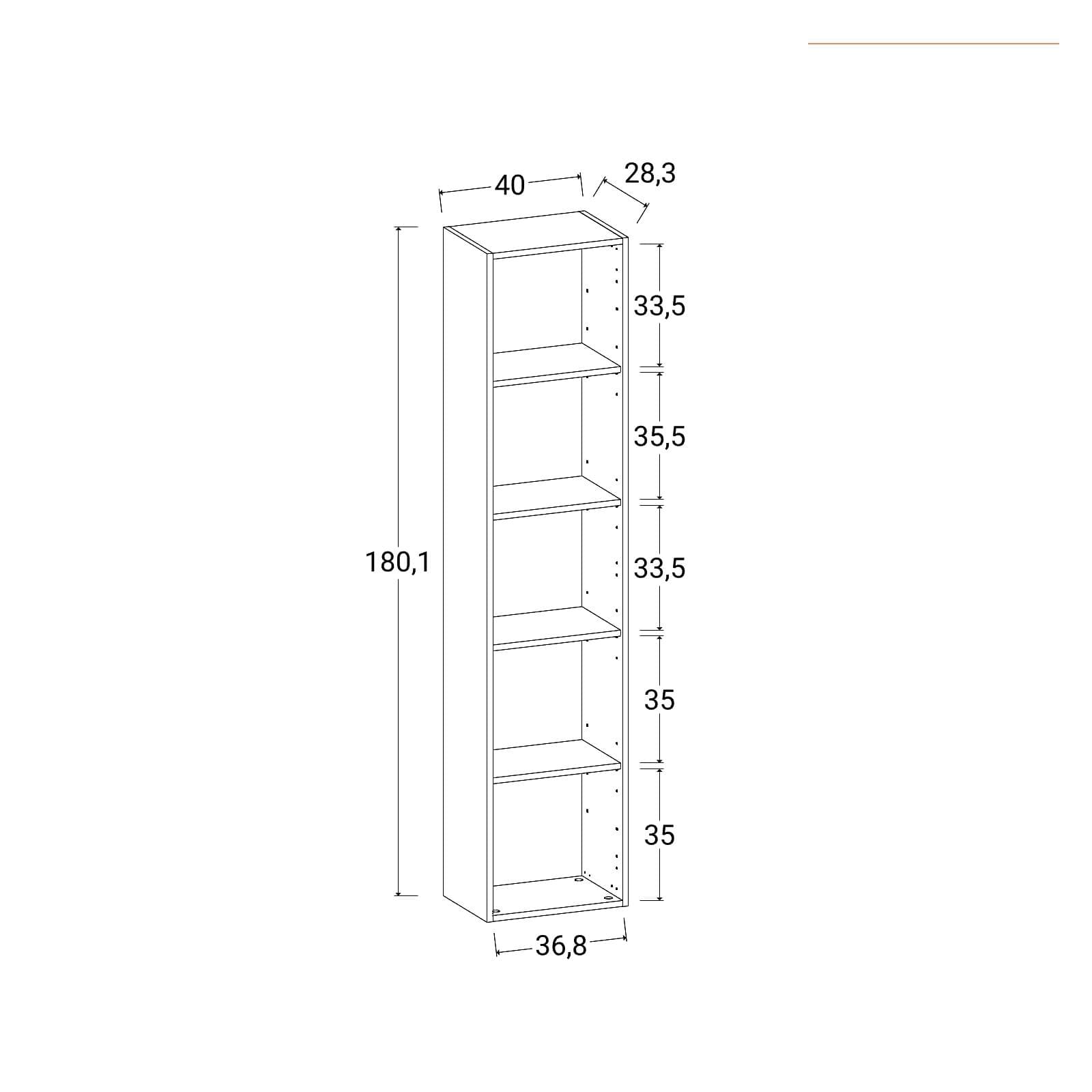 Colonna a giorno 40x180h sospesa e a terra tortora opaco - Kayros