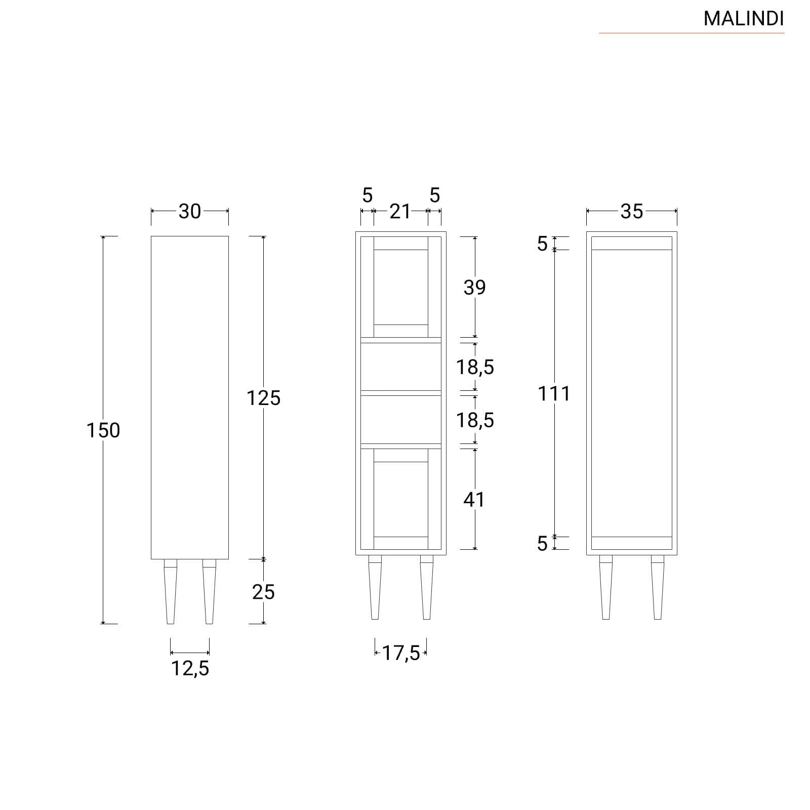 Colonna bagno 150 h cm in teak naturale e paglia di vienna - Malindi