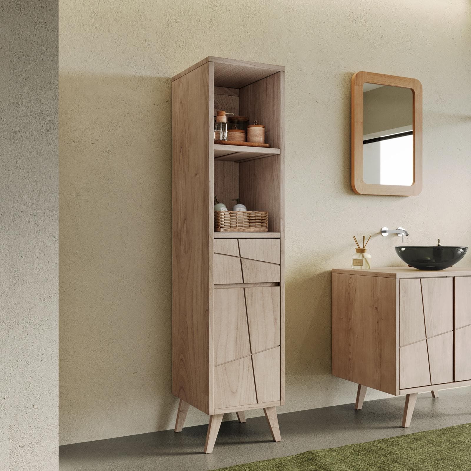 Colonna bagno 180 h cm in legno di mindi - Fluire