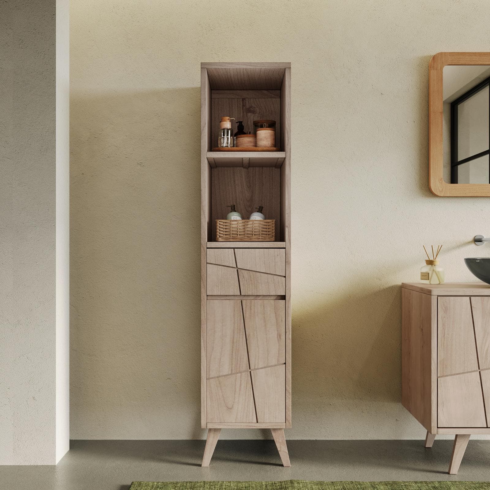 Colonna bagno 180 h cm in legno di mindi - Fluire