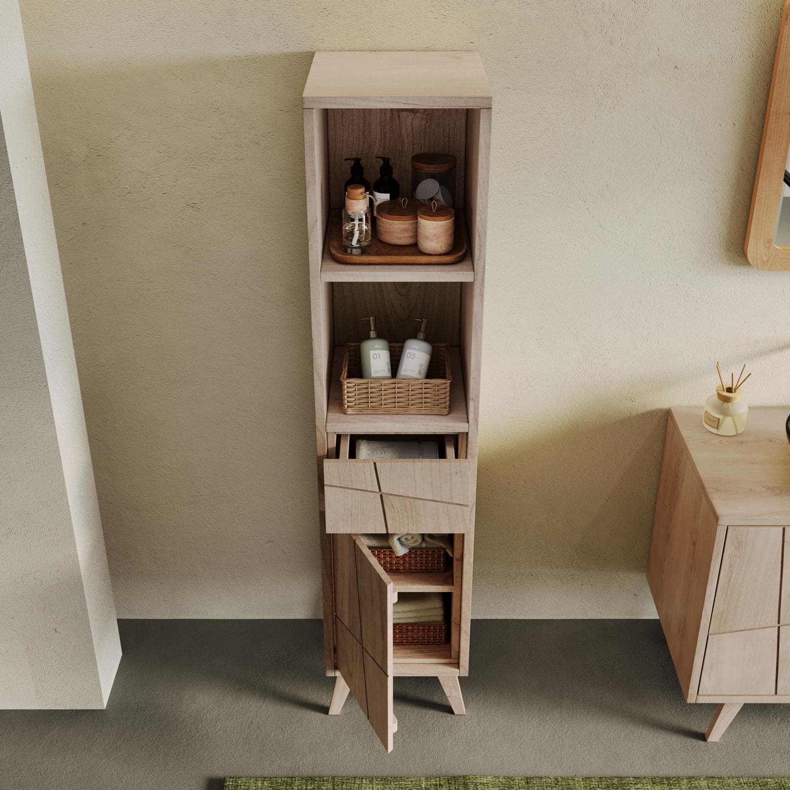 Colonna bagno 180 h cm in legno di mindi - Fluire