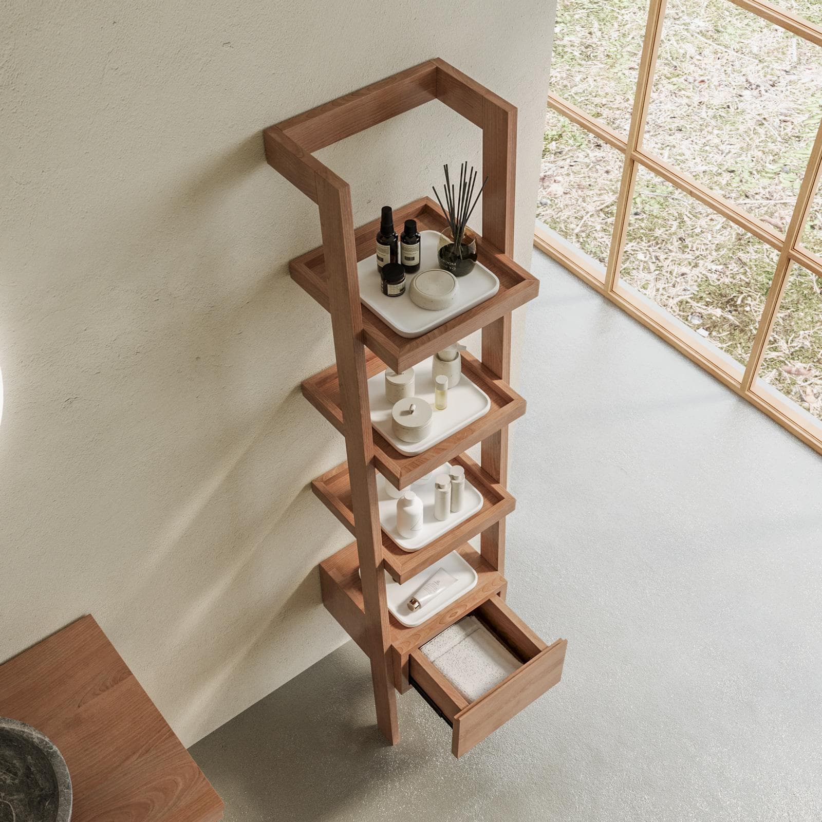 Colonna bagno 180h cm con cassetto e 3 ripiani - Seneca