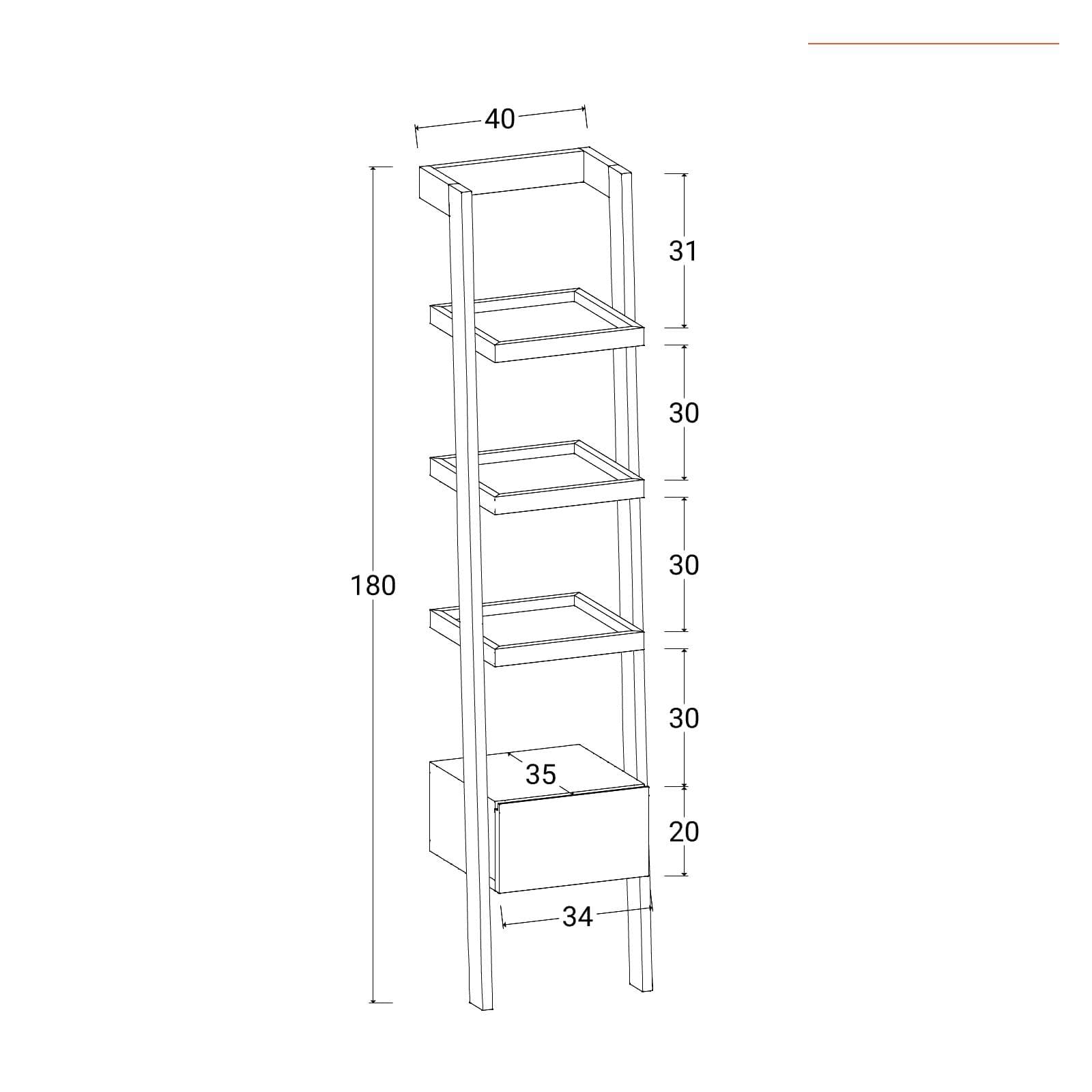 Colonna bagno 180h cm con cassetto e 3 ripiani - Seneca