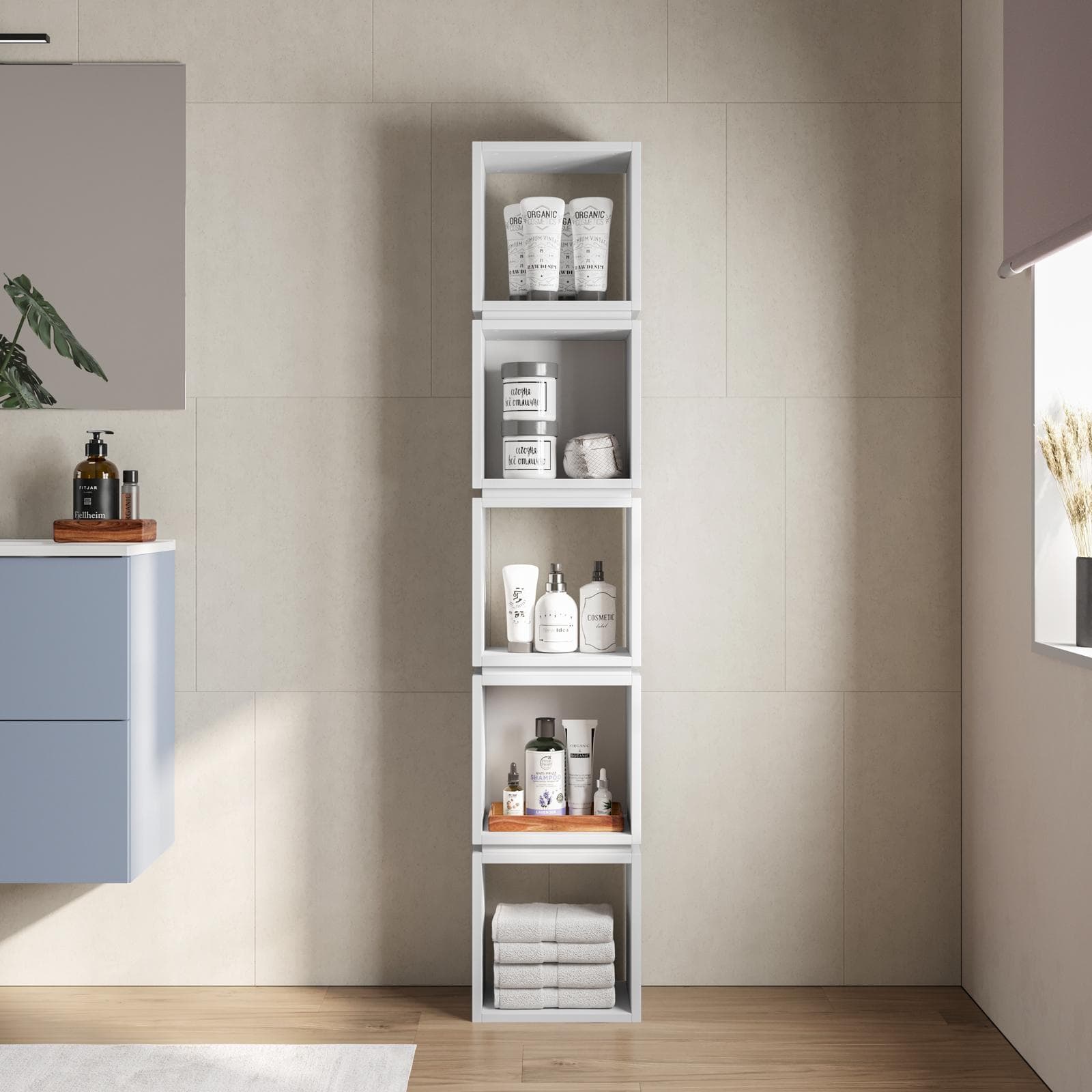 Colonna bagno 32x167h cm bianco con 5 vani - Kantiko