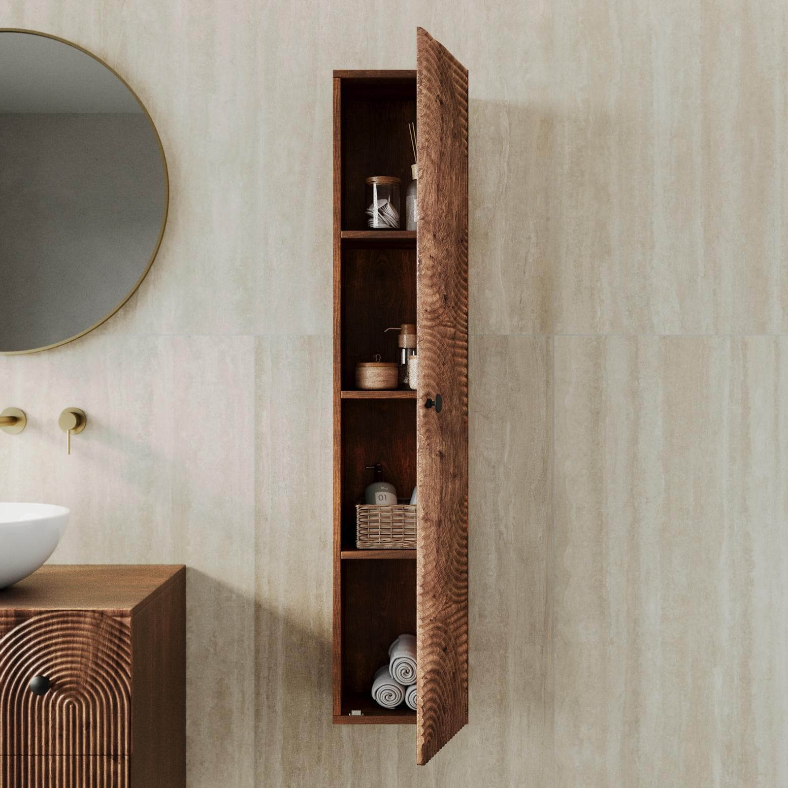 Colonna bagno sospesa 120 h cm in legno di mango - Alisha