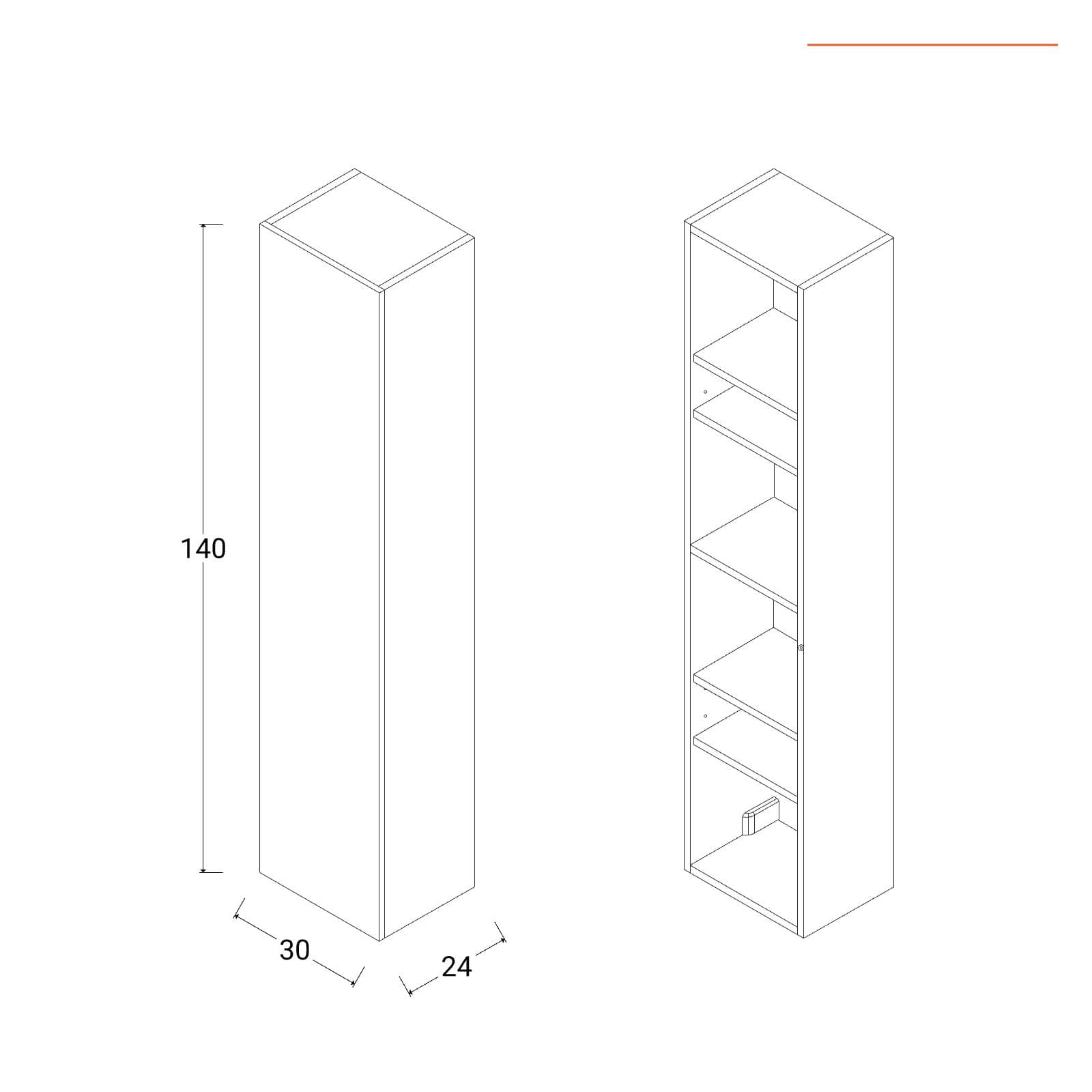 Colonna bagno sospesa 140 h cm noce maya - Anami