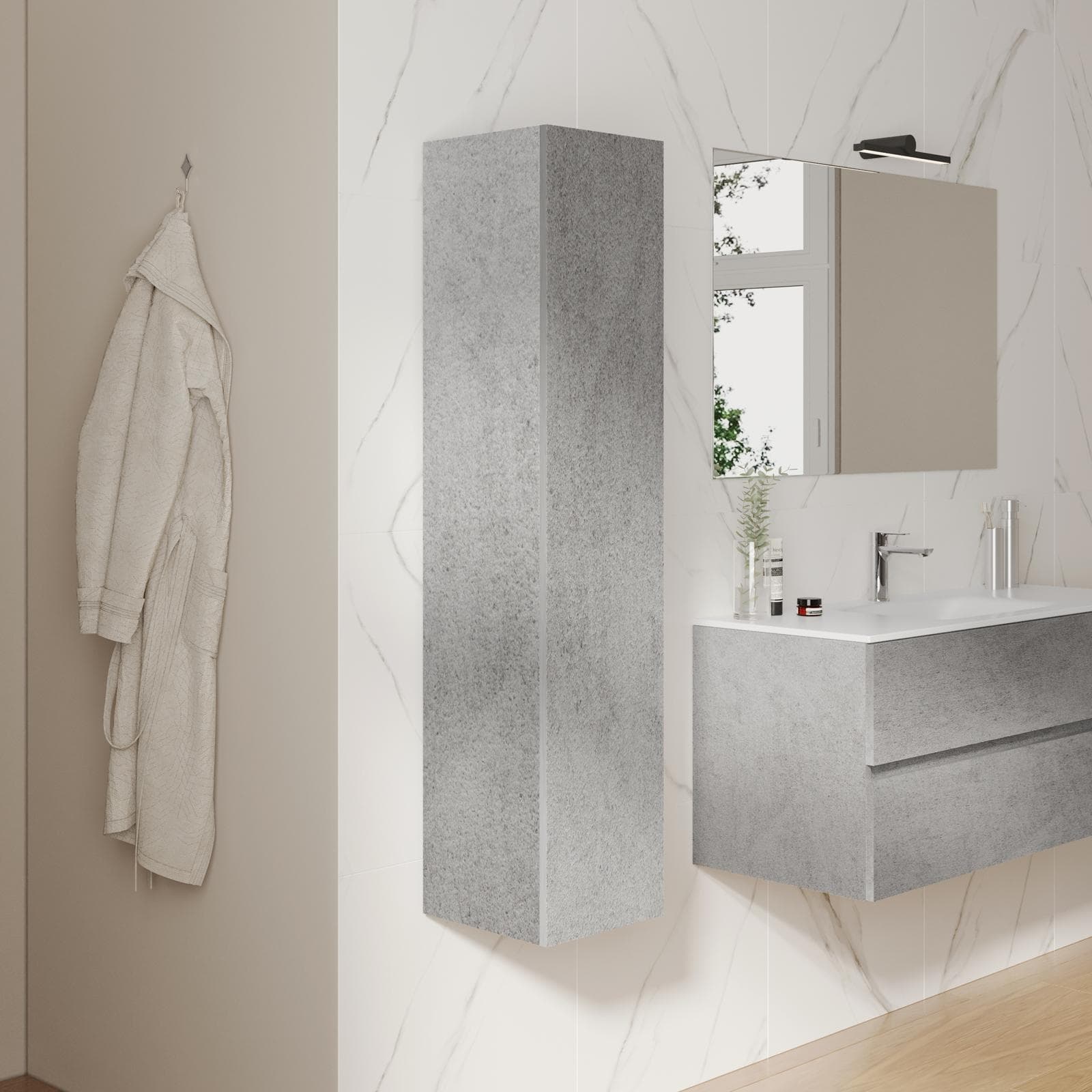 Colonna bagno sospesa 30 x 140 h cm in legno grigio pietra - Plain