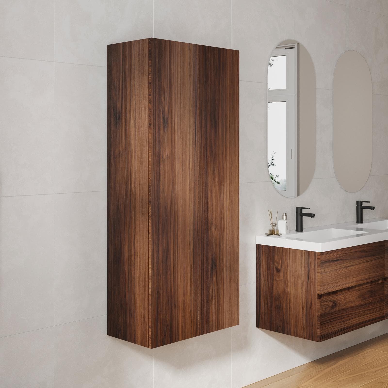 Colonna bagno sospesa 60 x 60 x 140 h cm doppia anta rovere deciso - Plain