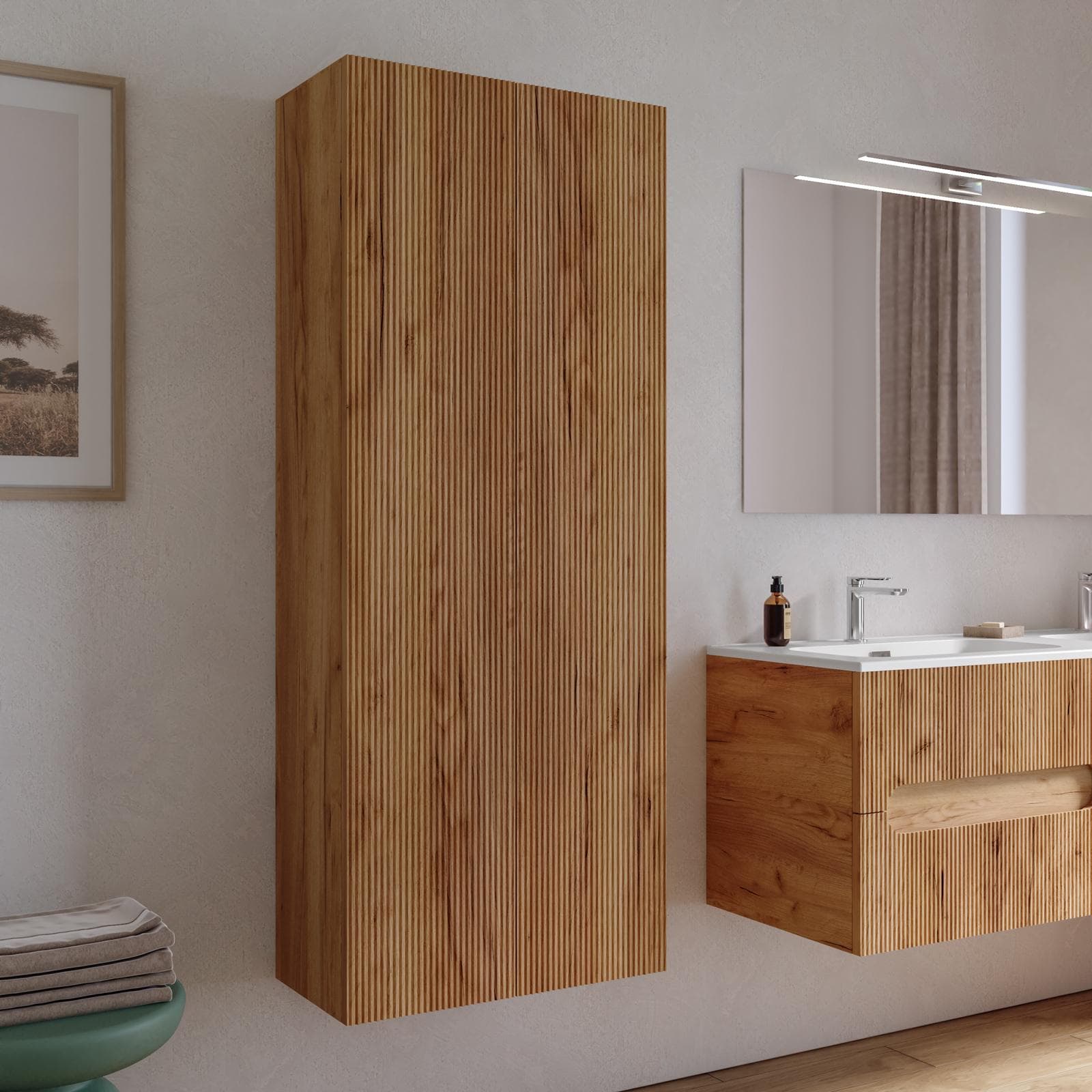 Colonna bagno sospesa 60 x 30 x 150 h cm doppia anta rovere gold - Tayga