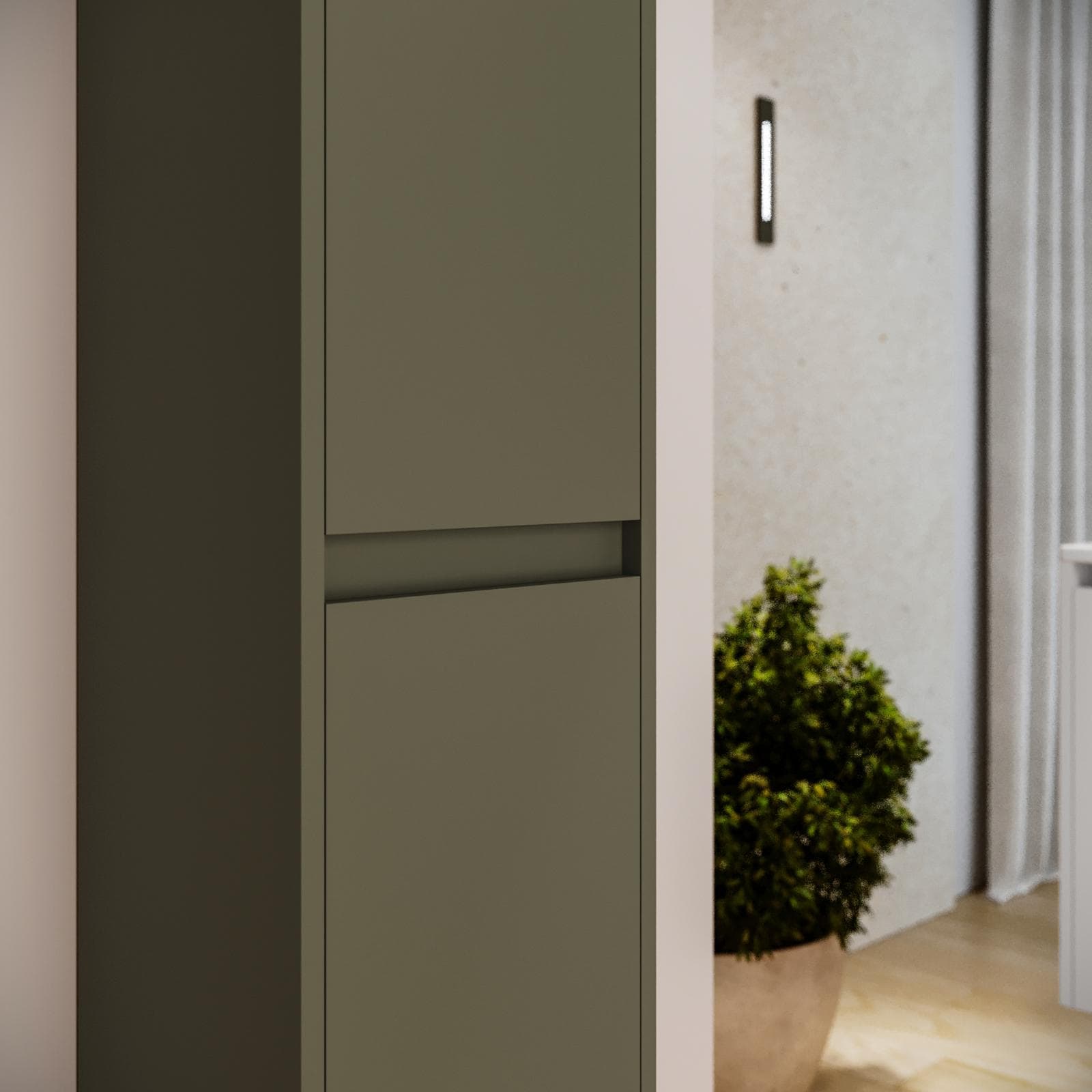 Colonna bagno sospesa 140h cm green satinato con anta Soft Close reversibile - Medora e Libras