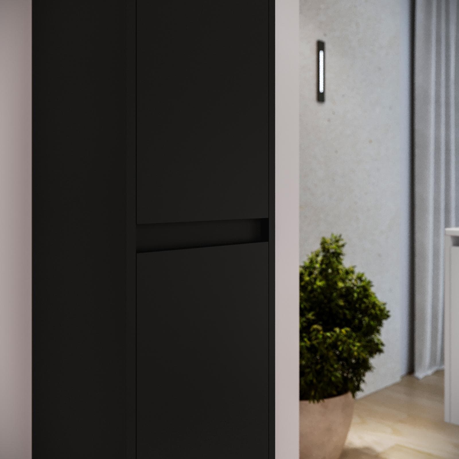 Colonna bagno sospesa 140h cm nero satinato con anta Soft Close reversibile - Medora e Libras