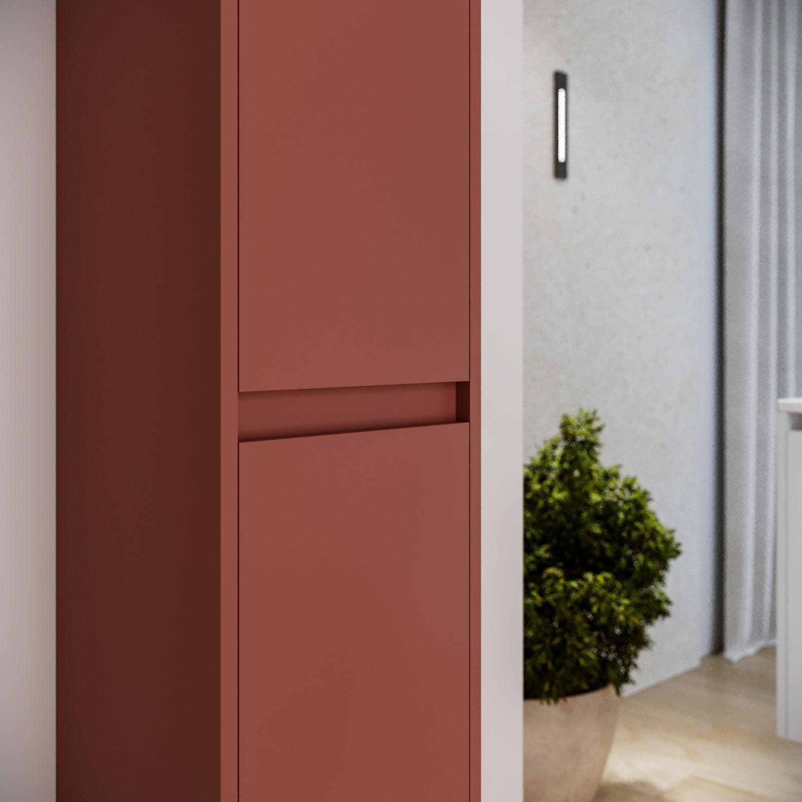 Colonna bagno sospesa 140h cm red satinato con anta Soft Close reversibile - Medora e Libras