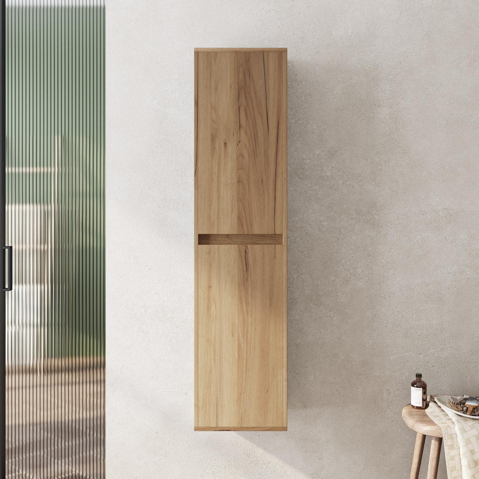 Colonna da bagno sospesa 34x140h rovere europeo 2 ante