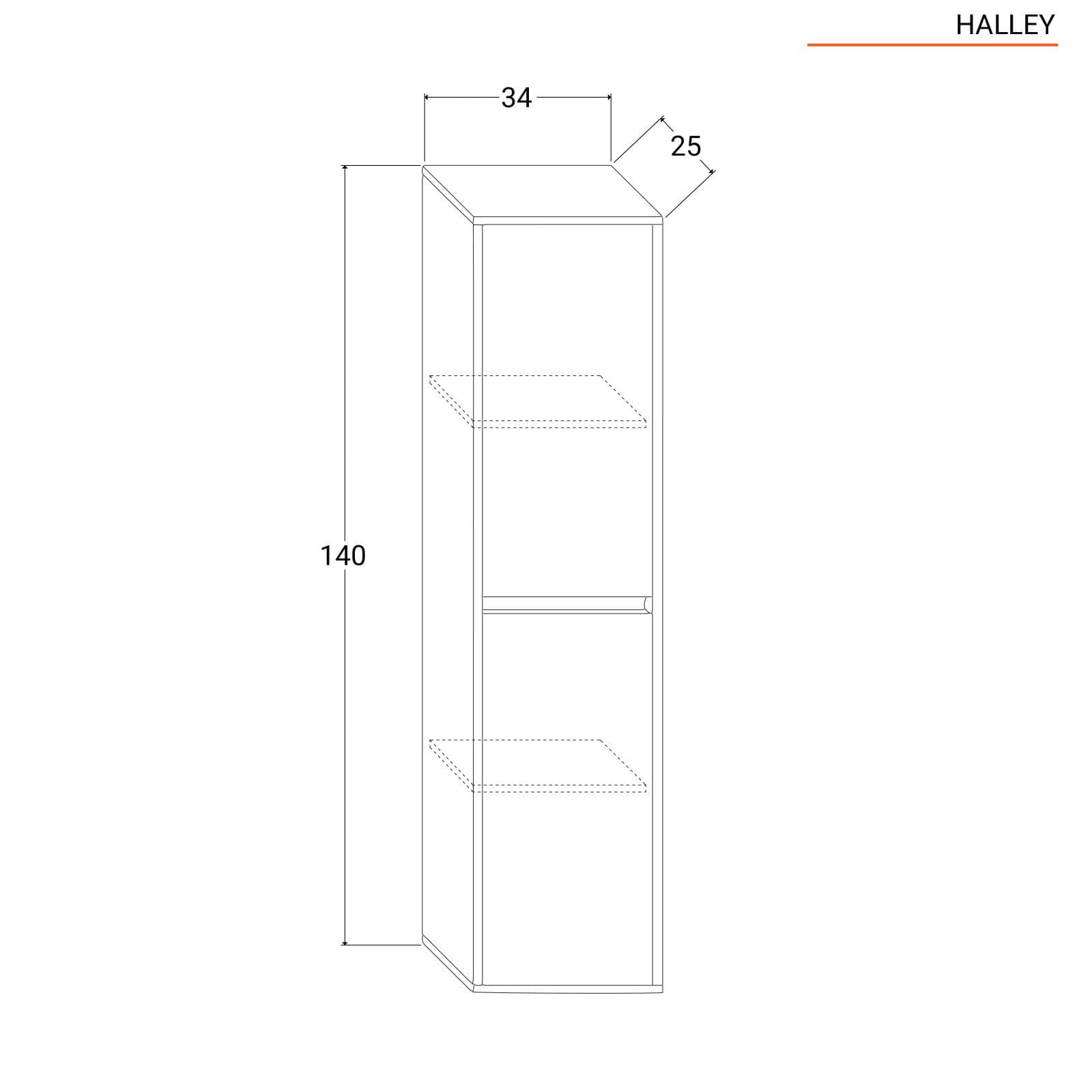 Colonna da bagno sospesa 34x140h rovere europeo 2 ante