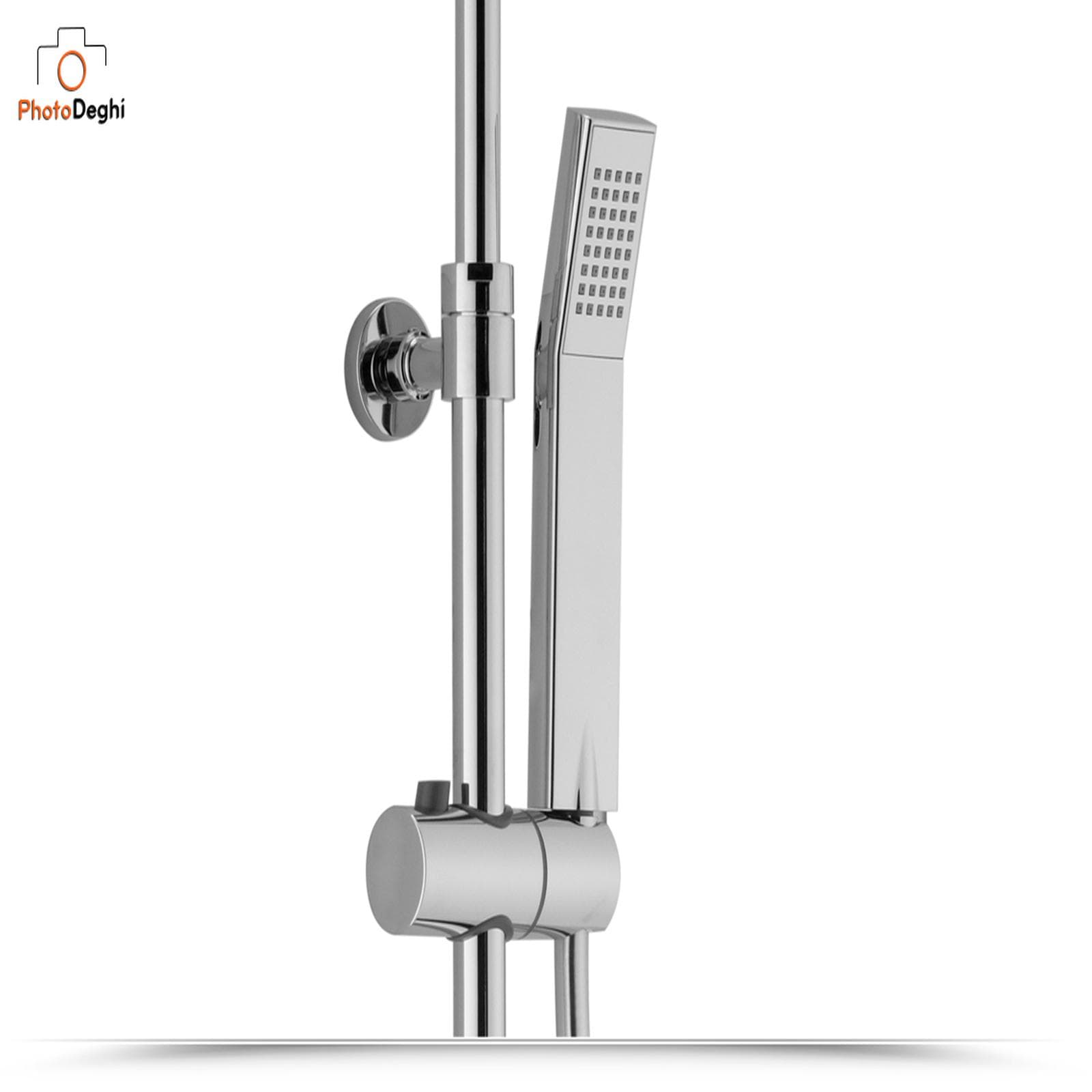 Colonna doccia con miscelatore termostatico ottone cromato design squadrato