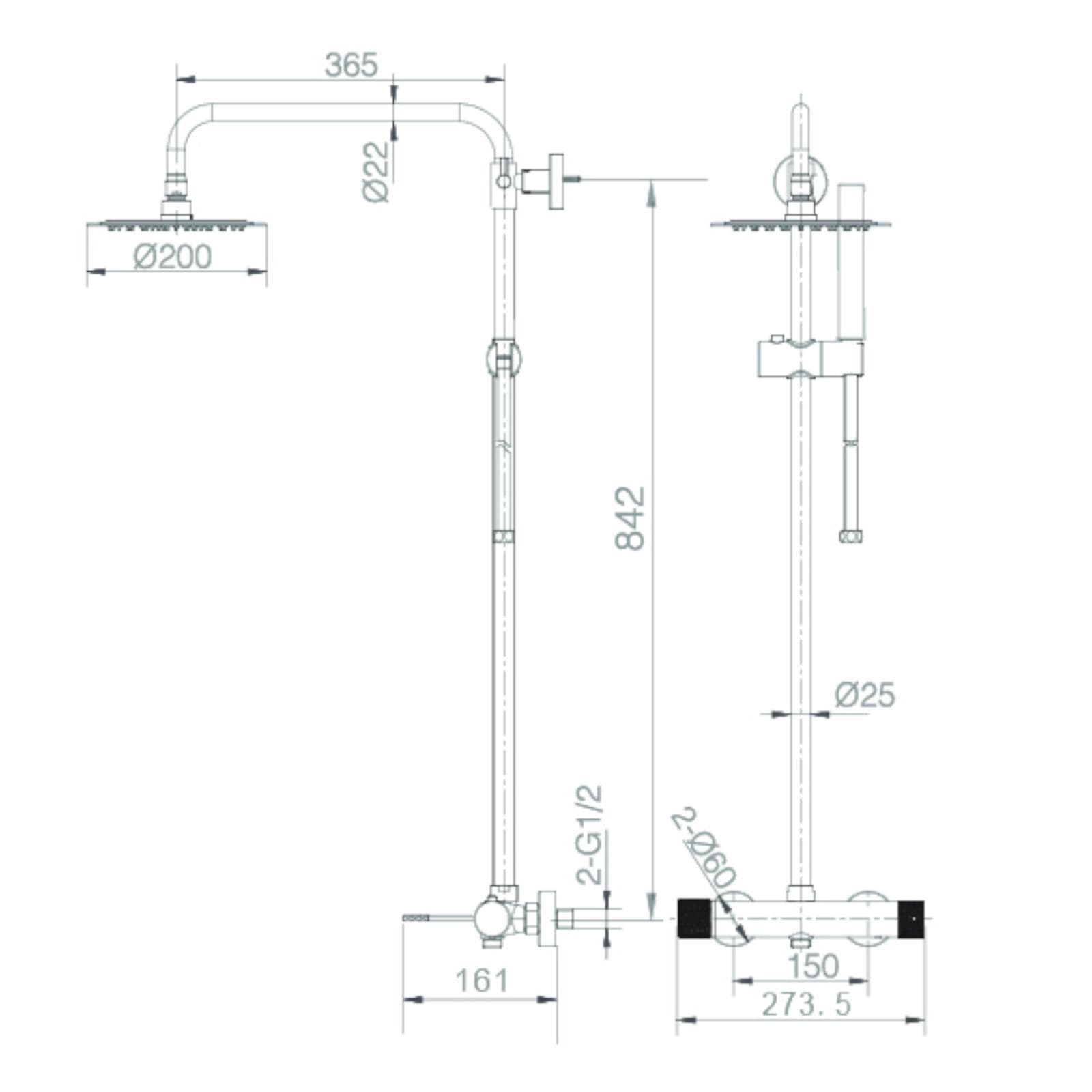 Colonna doccia 132 h cm in acciaio inox cromato - Mariel