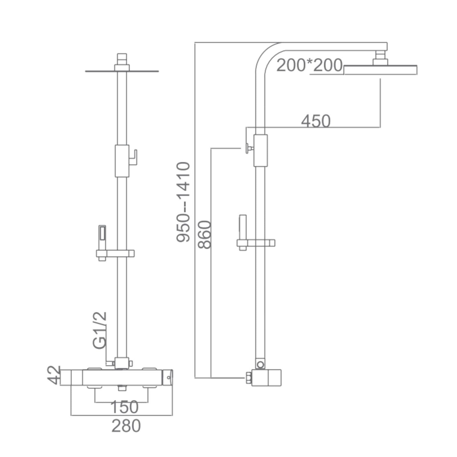 Colonna doccia 140 h cm in acciaio inox nero opaco - Suva