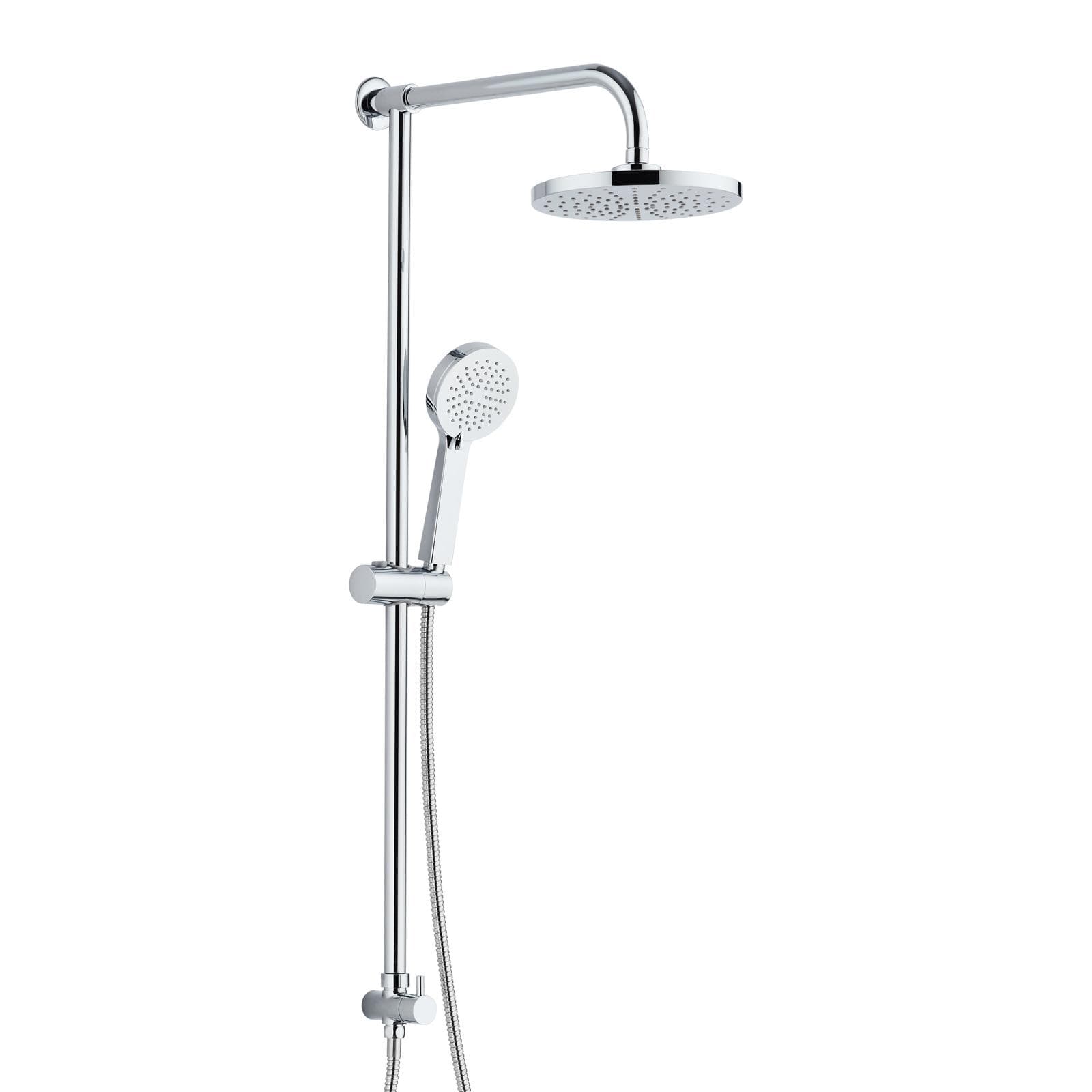 Colonna doccia Kris con presa acqua a muro soffione e doccino acciaio inox cromato