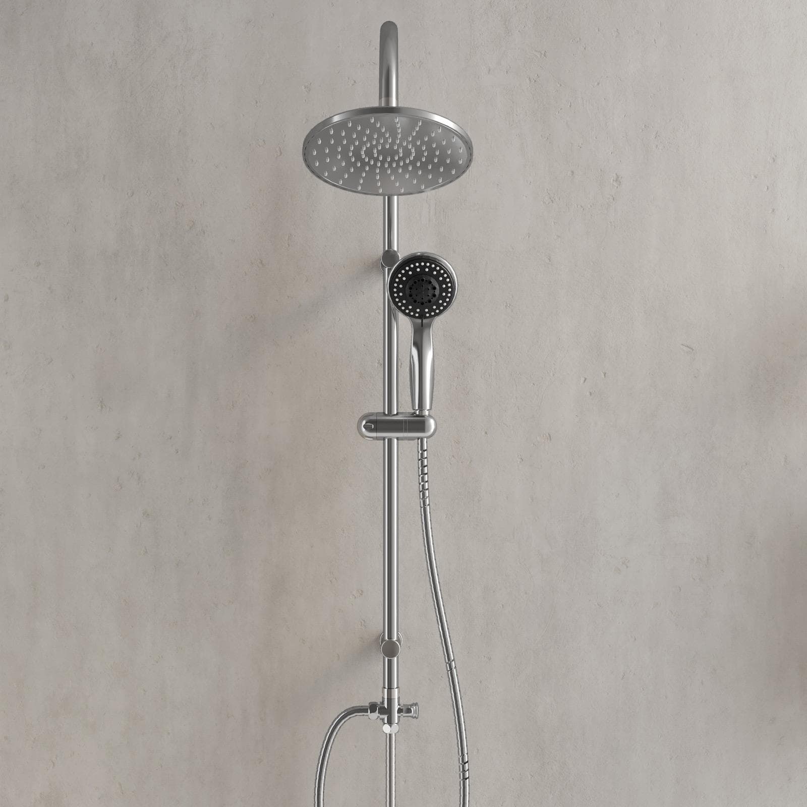Colonna doccia Lara dal design moderno con saliscendi in ottone cromato con doccetta
