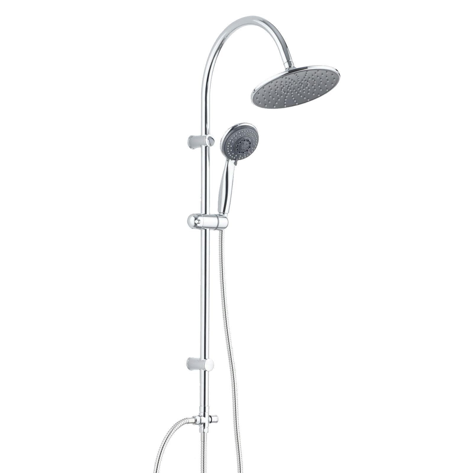 Colonna doccia Lara dal design moderno con saliscendi in ottone cromato con doccetta