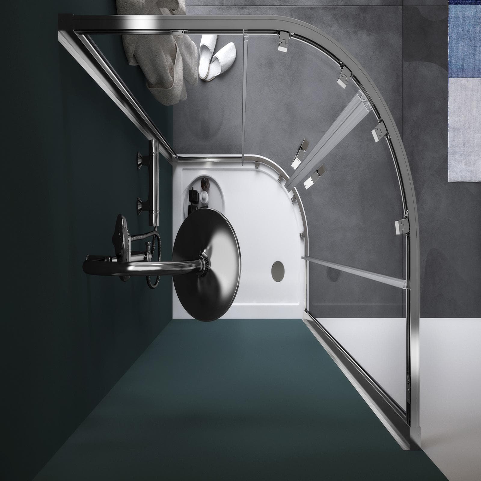 Colonna doccia Lara dal design moderno con saliscendi in ottone cromato con doccetta