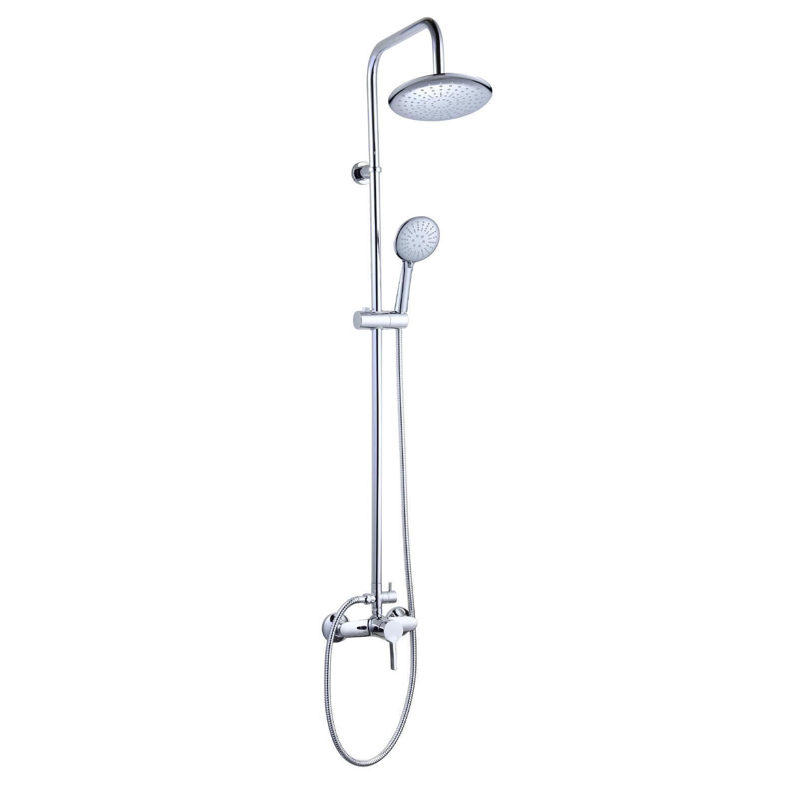 Colonna doccia cromata con soffione 20 cm doccetta e miscelatore a 2 uscite