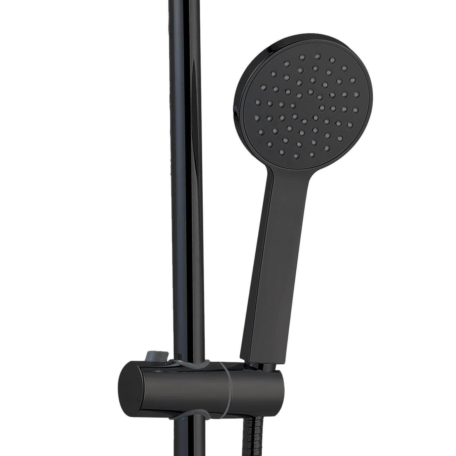 Colonna doccia nero opaco con soffione da 20 cm doccetta e miscelatore a 2 uscite - Logica