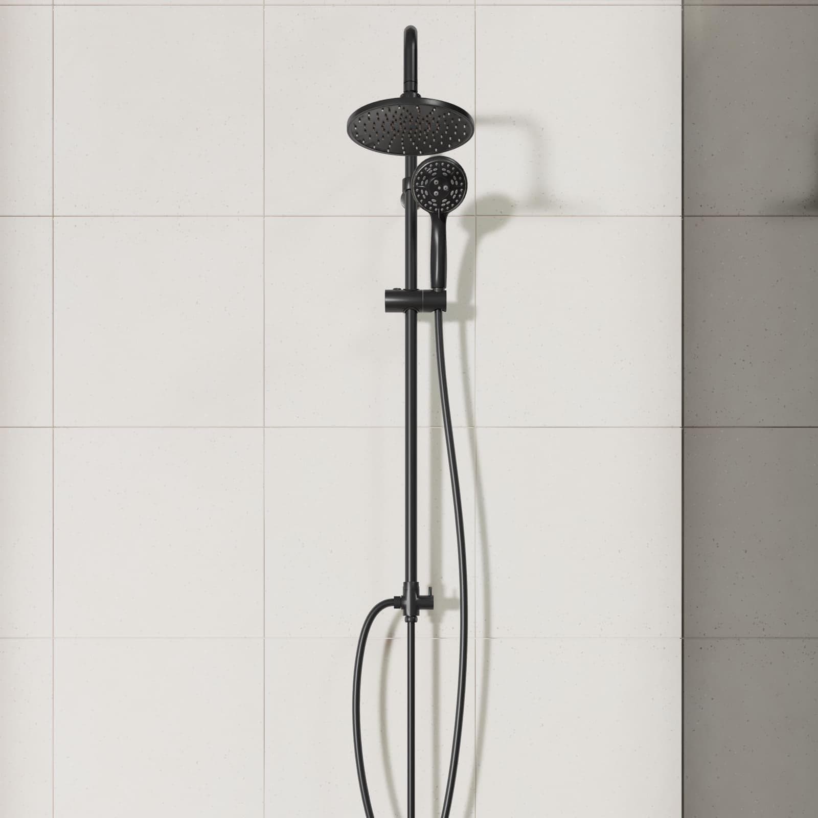Colonna doccia con soffione Ø20 cm doccetta e deviatore nero opaco - Hype
