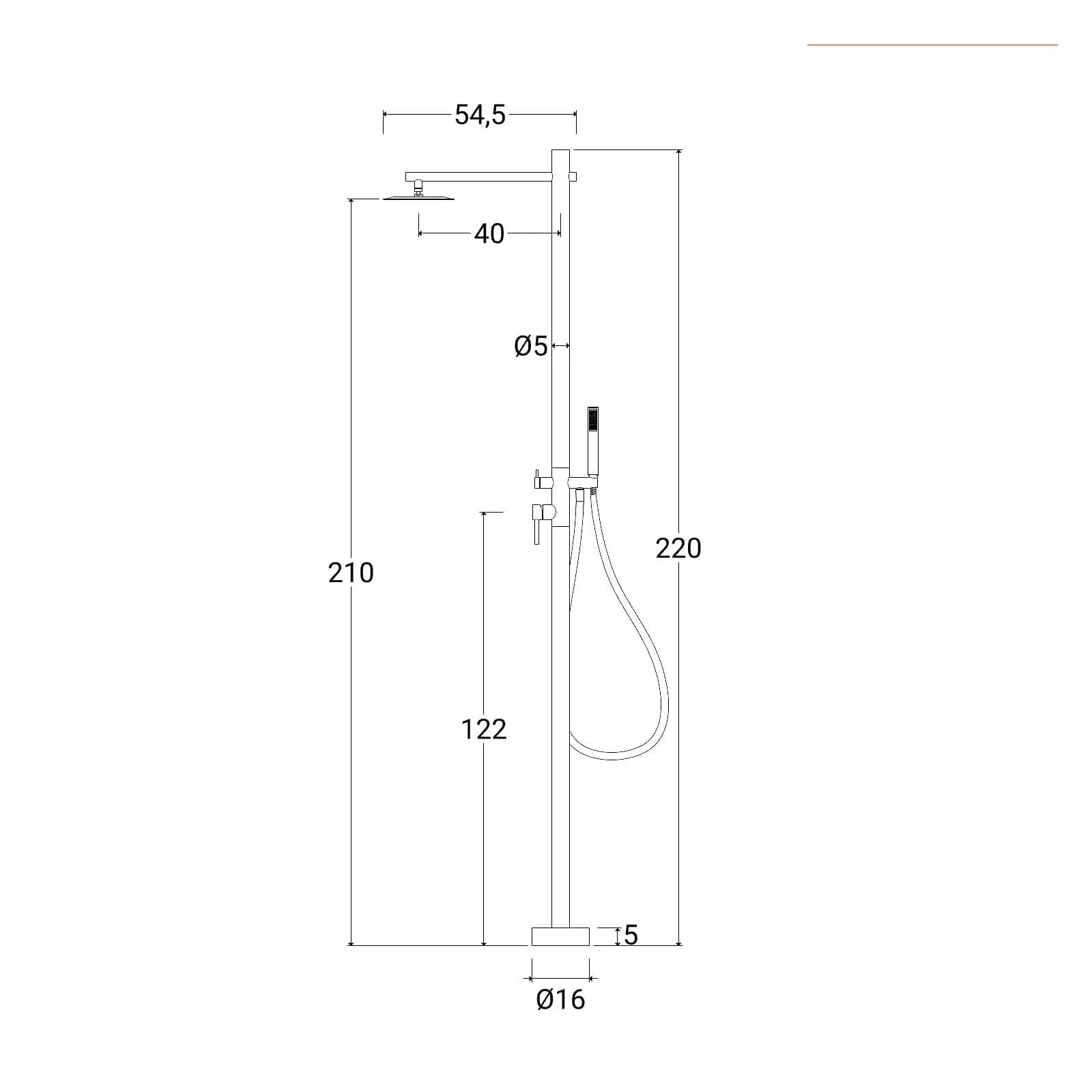 Colonna doccia da esterno 220h cm con doccino in acciaio inox 316 cromo - Kastas