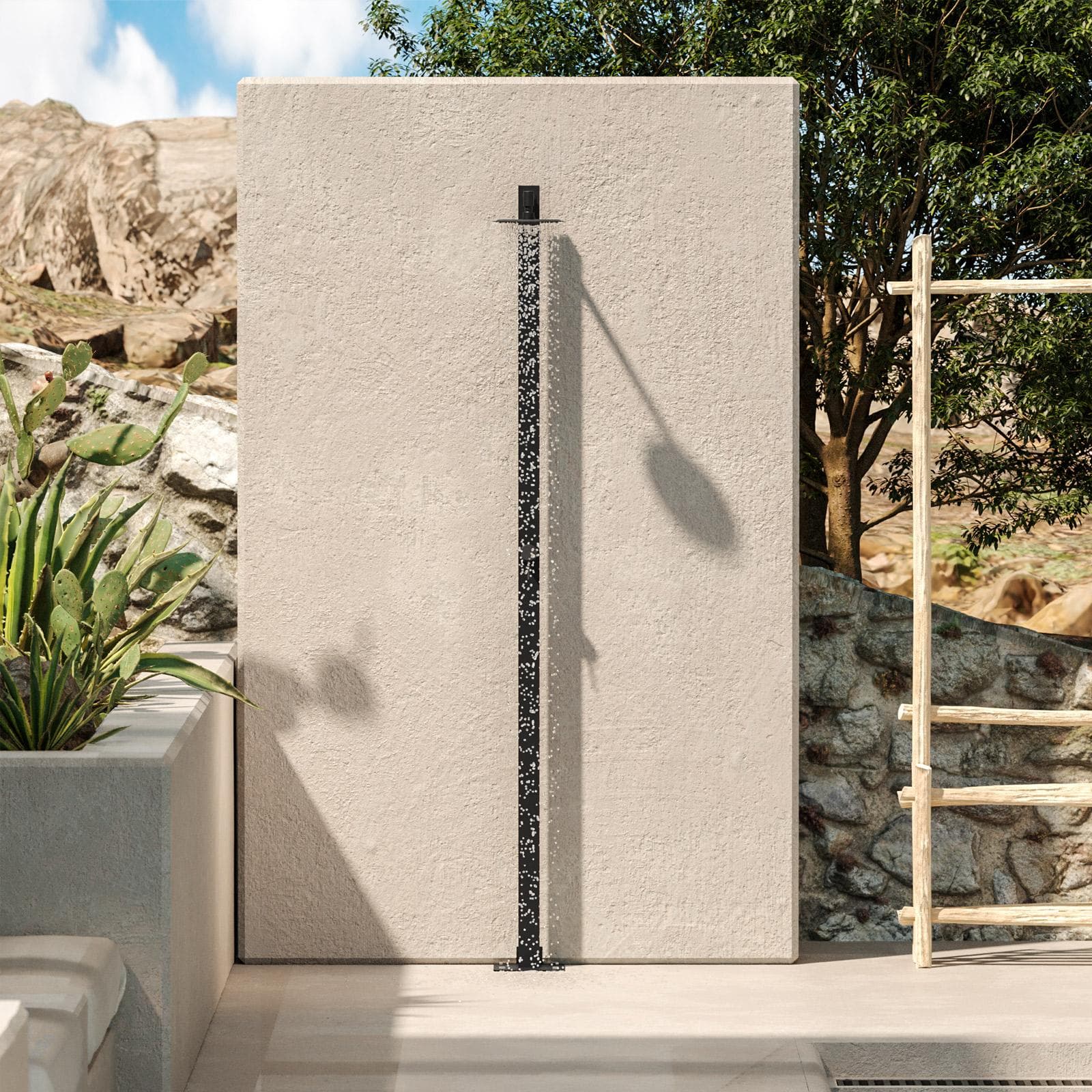 Colonna doccia da esterno in acciaio nero - Lushio