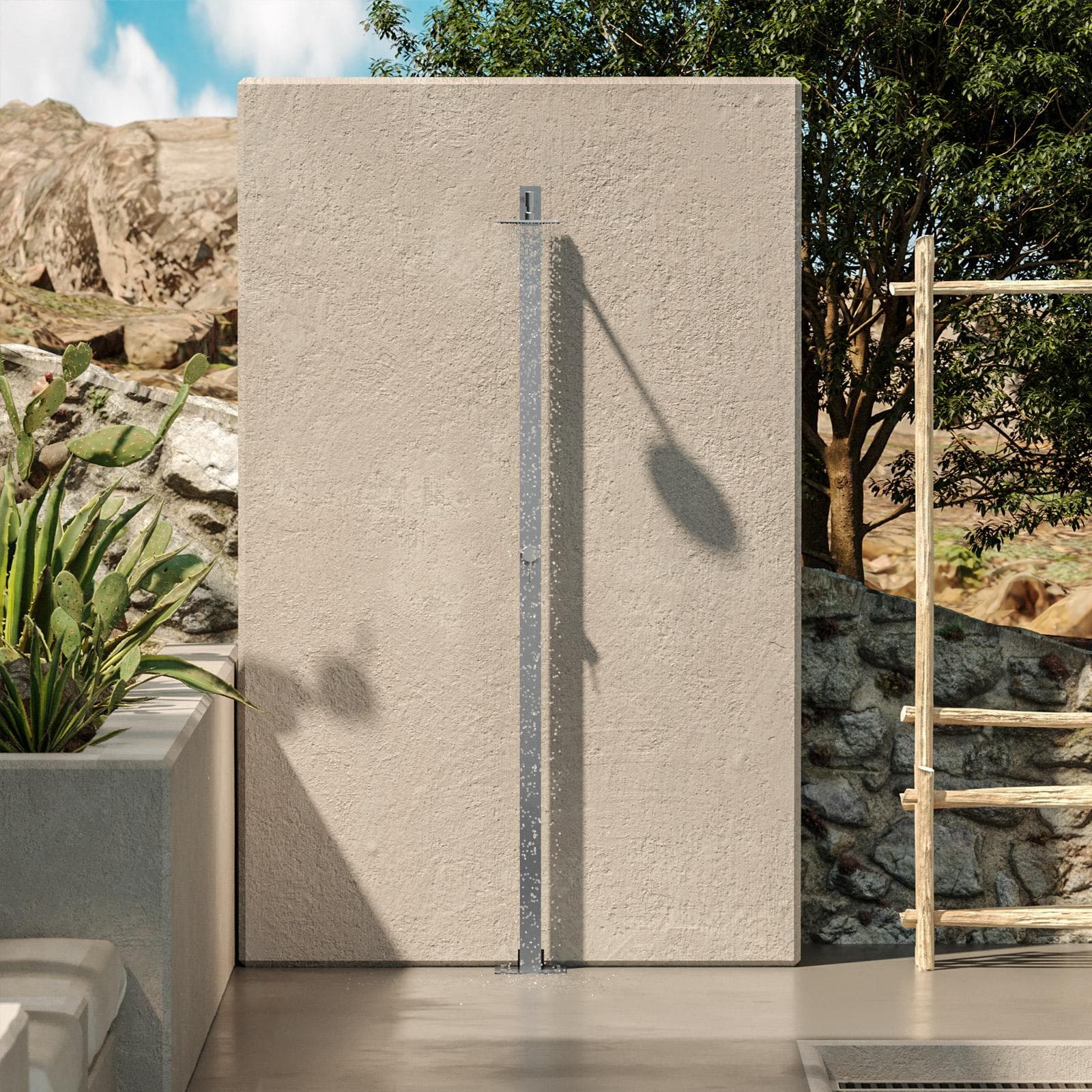 Colonna doccia da esterno in acciaio satinato - Lushio