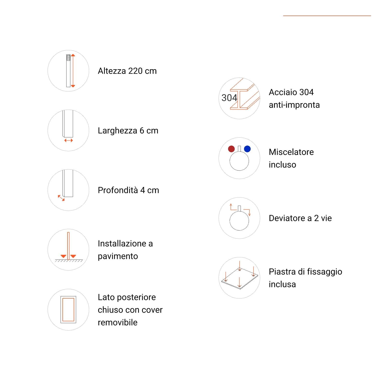 Colonna doccia da esterno in acciaio satinato - Lushio