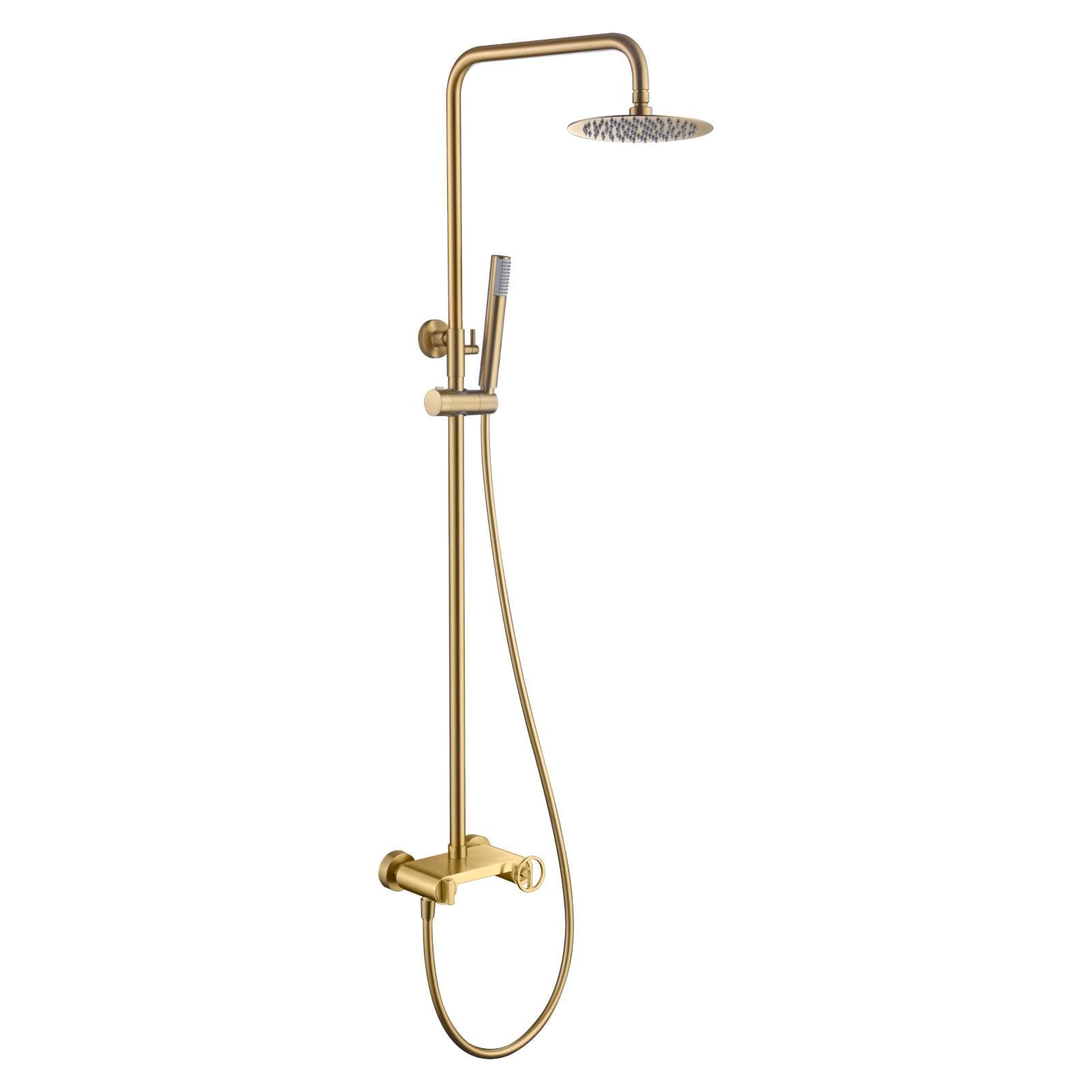 Colonna doccia in acciaio inox 304 con miscelatore in ottone oro spazzolato - Gorge