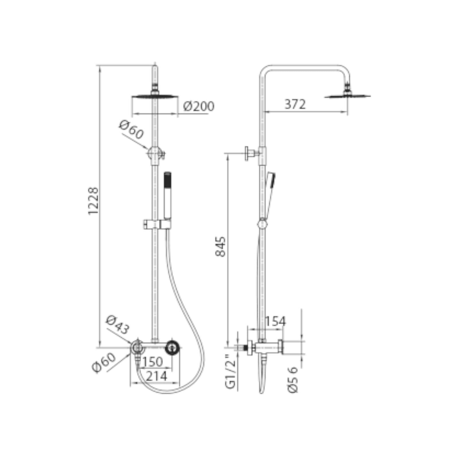Colonna doccia in acciaio inox 304 con miscelatore in ottone oro spazzolato - Gorge