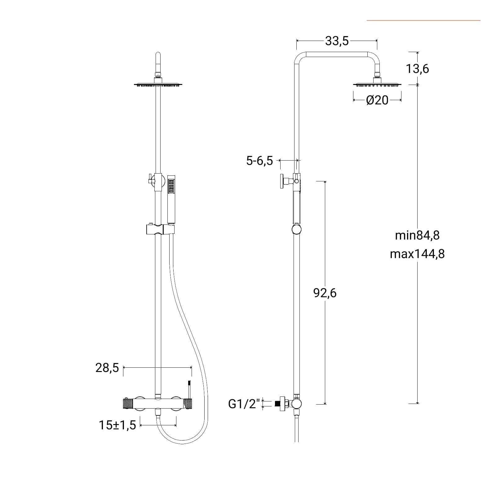 Colonna doccia in acciaio inox bronzo spazzolato anti-impronta - Fear