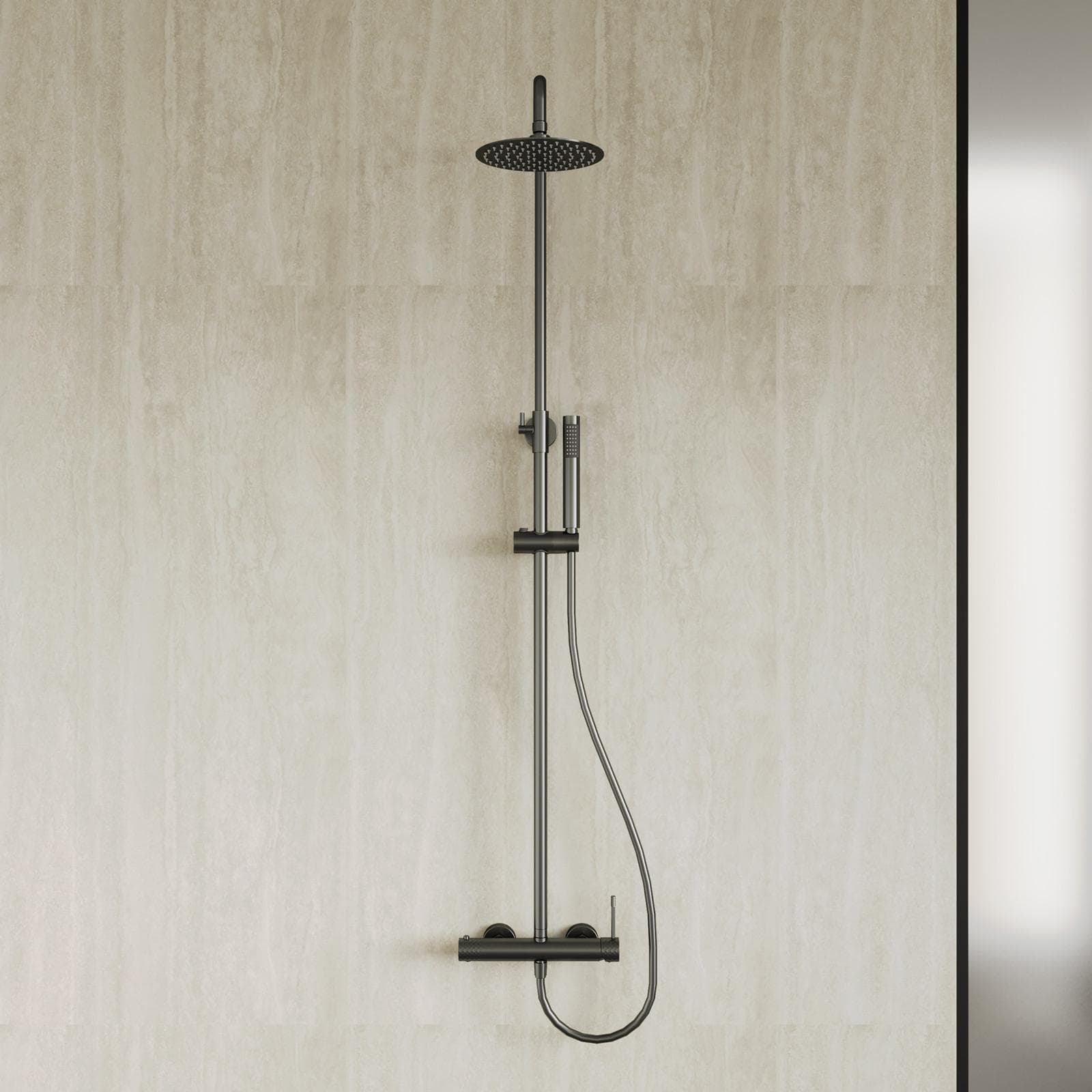 Colonna doccia in acciaio inox nero spazzolato anti-impronta - Fear