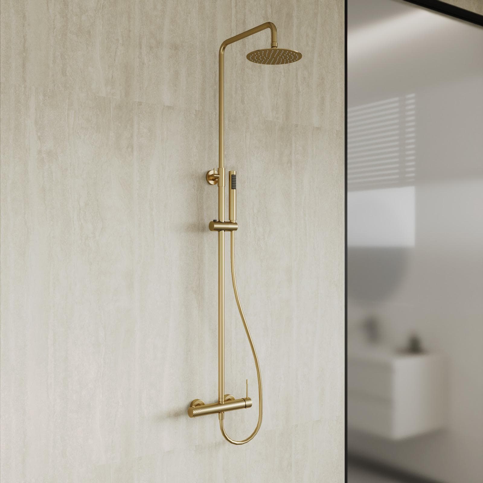 Colonna doccia in acciaio inox oro spazzolato anti-impronta - Fear