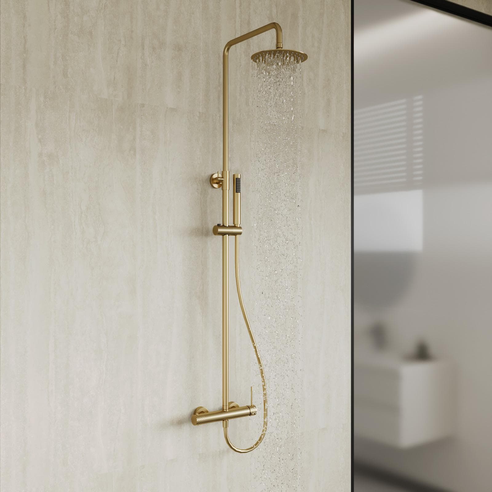 Colonna doccia in acciaio inox oro spazzolato anti-impronta - Fear