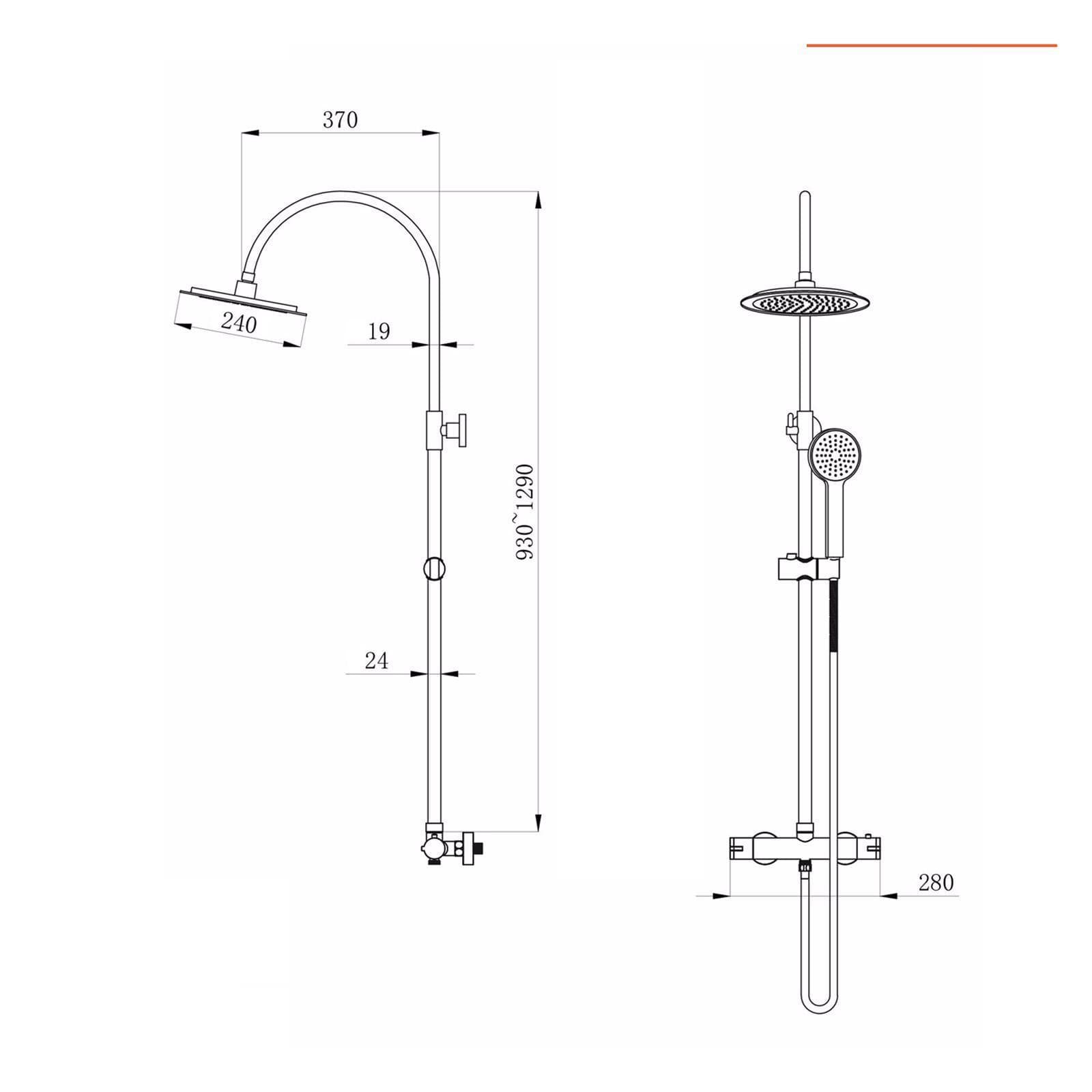 Colonna doccia termostatica cromata con doccetta e soffione 24 cm