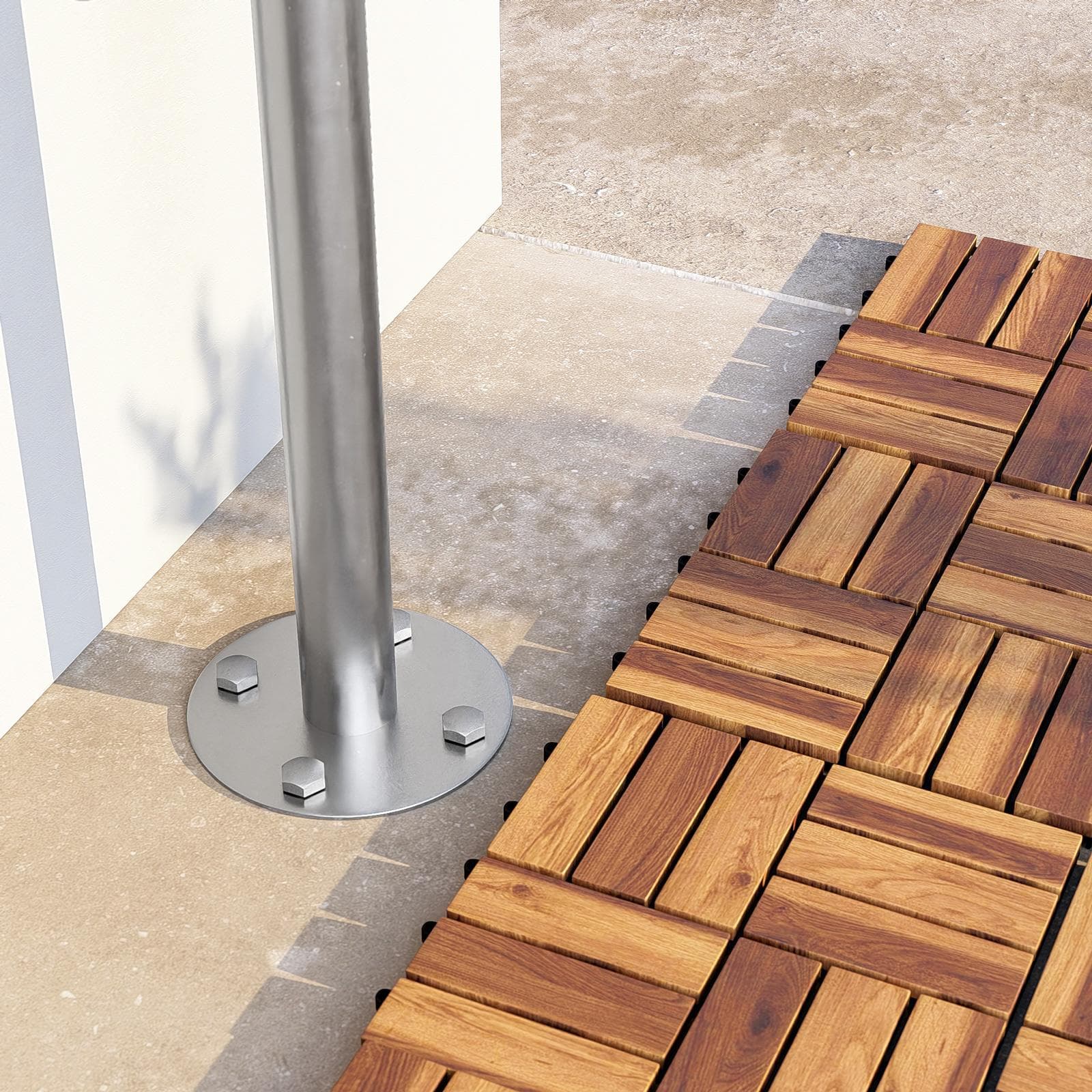 Colonna doccia per esterno 230h cm in acciaio inox 304 cromo - Keiras