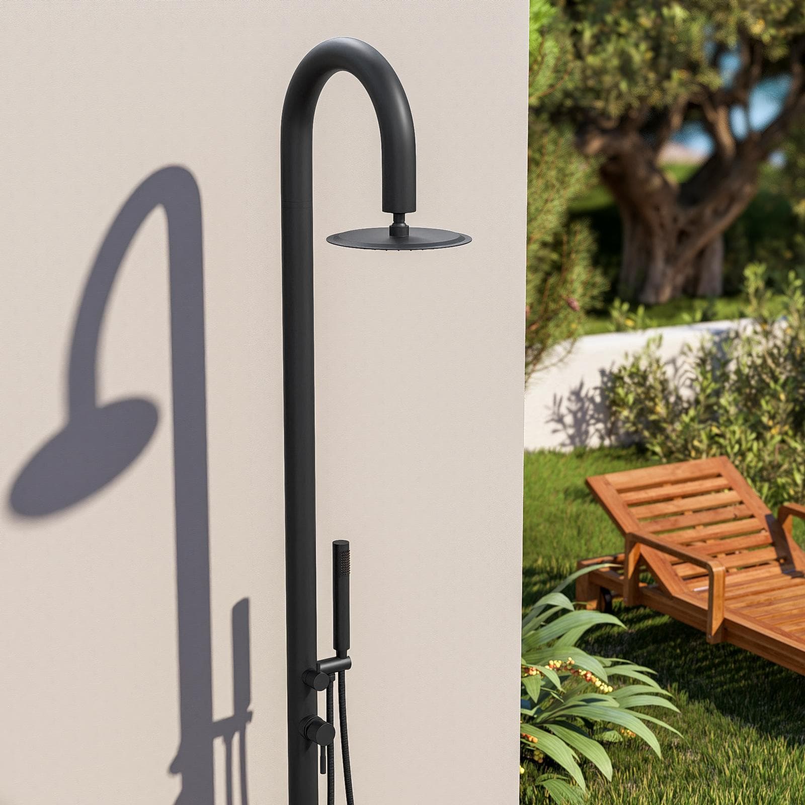 Colonna doccia per esterno 230h cm in acciaio inox 304 nero opaco - Keiras