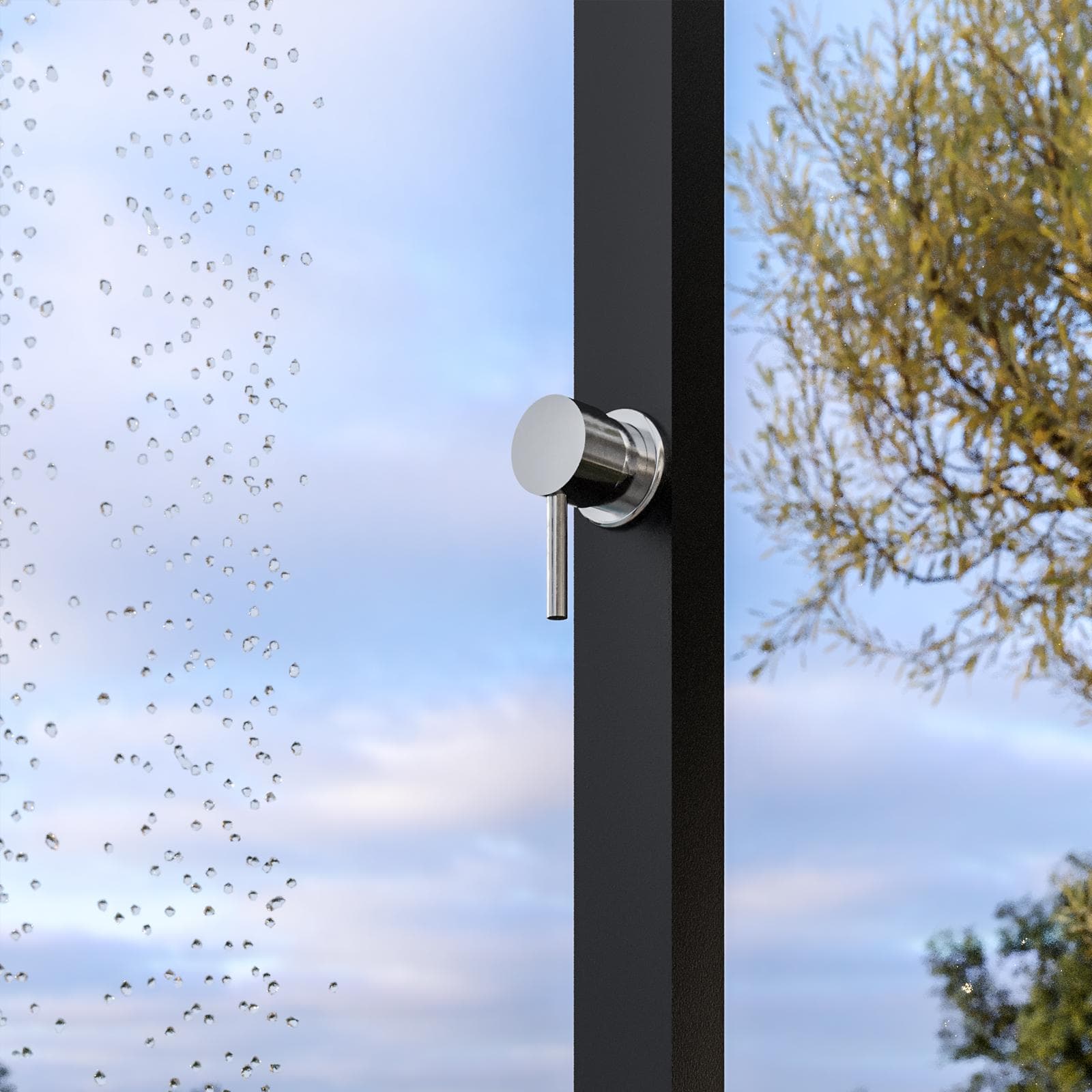 Colonna doccia per esterno nera in acciaio inox - Phocea