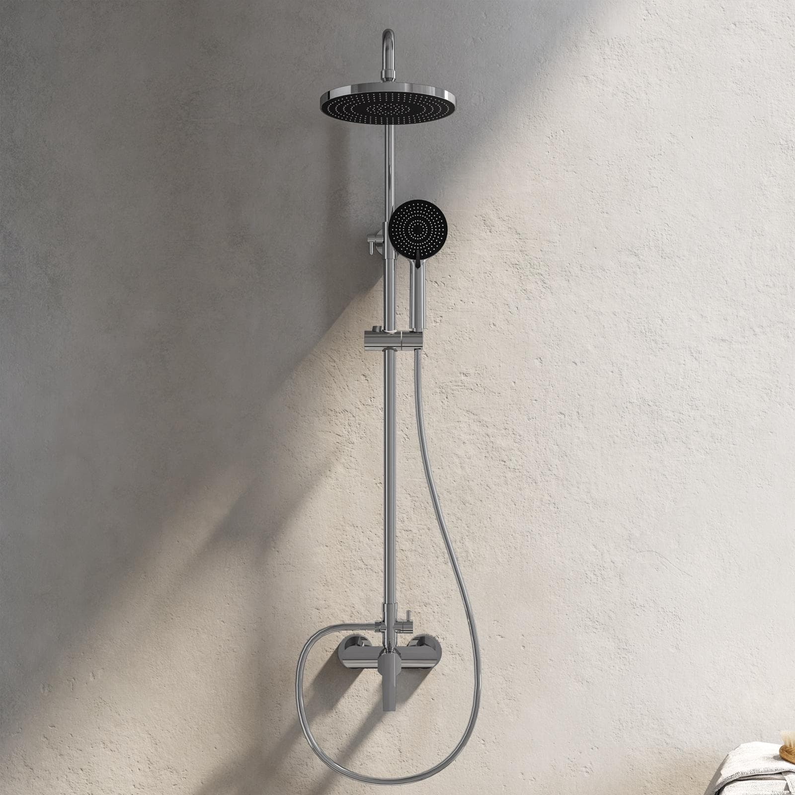 Colonna doccia telescopica con soffione e doccino cromato - Aroma