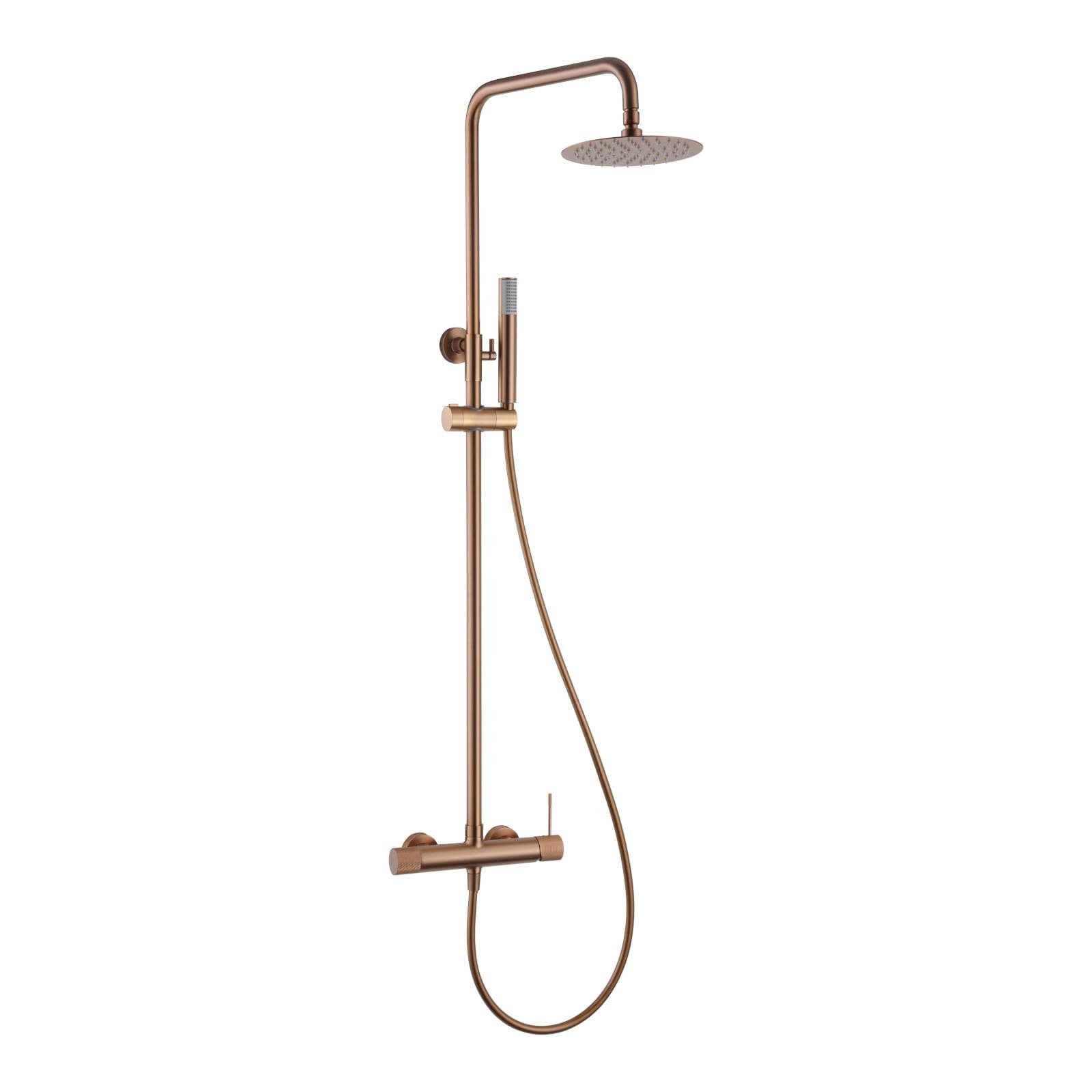 Colonna doccia telescopica in acciaio inox 304 oro rosa spazzolato - Mariel
