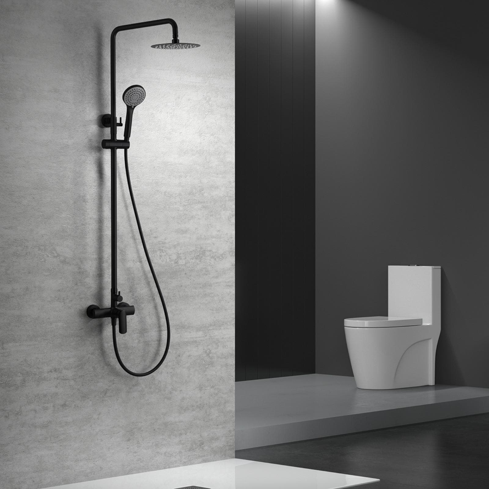 Colonna doccia telescopica 132 h cm in acciaio inox nero opaco - Perm