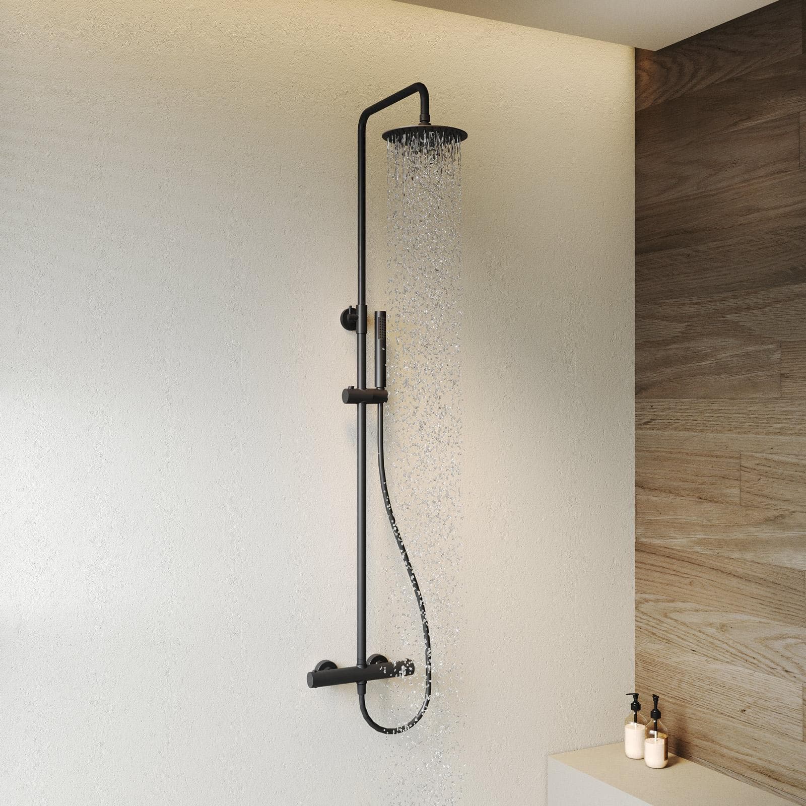 Colonna doccia termostatica in acciaio inox nero opaco - Oasis