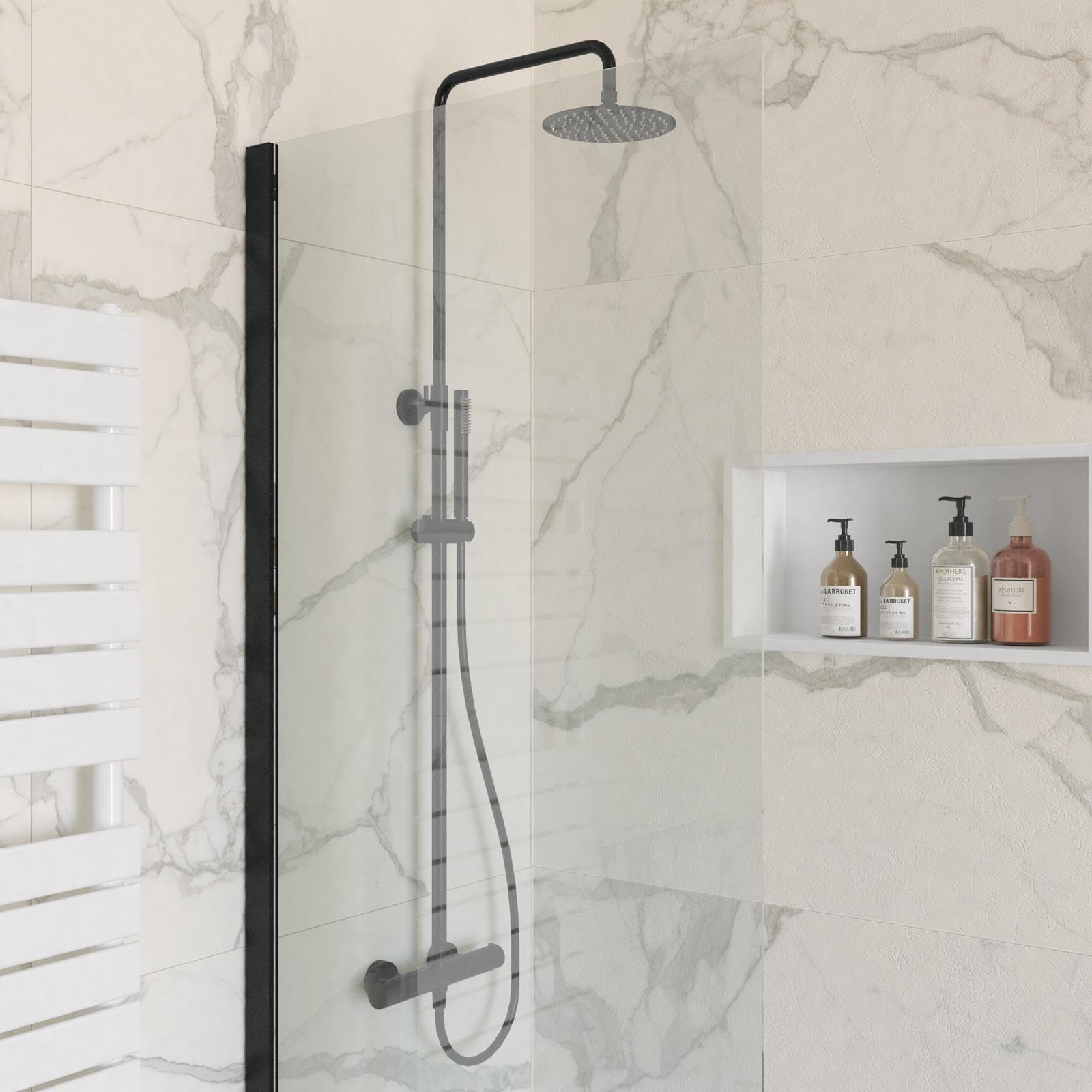 Colonna doccia termostatica in acciaio inox nero spazzolato anti-impronta - Nocta