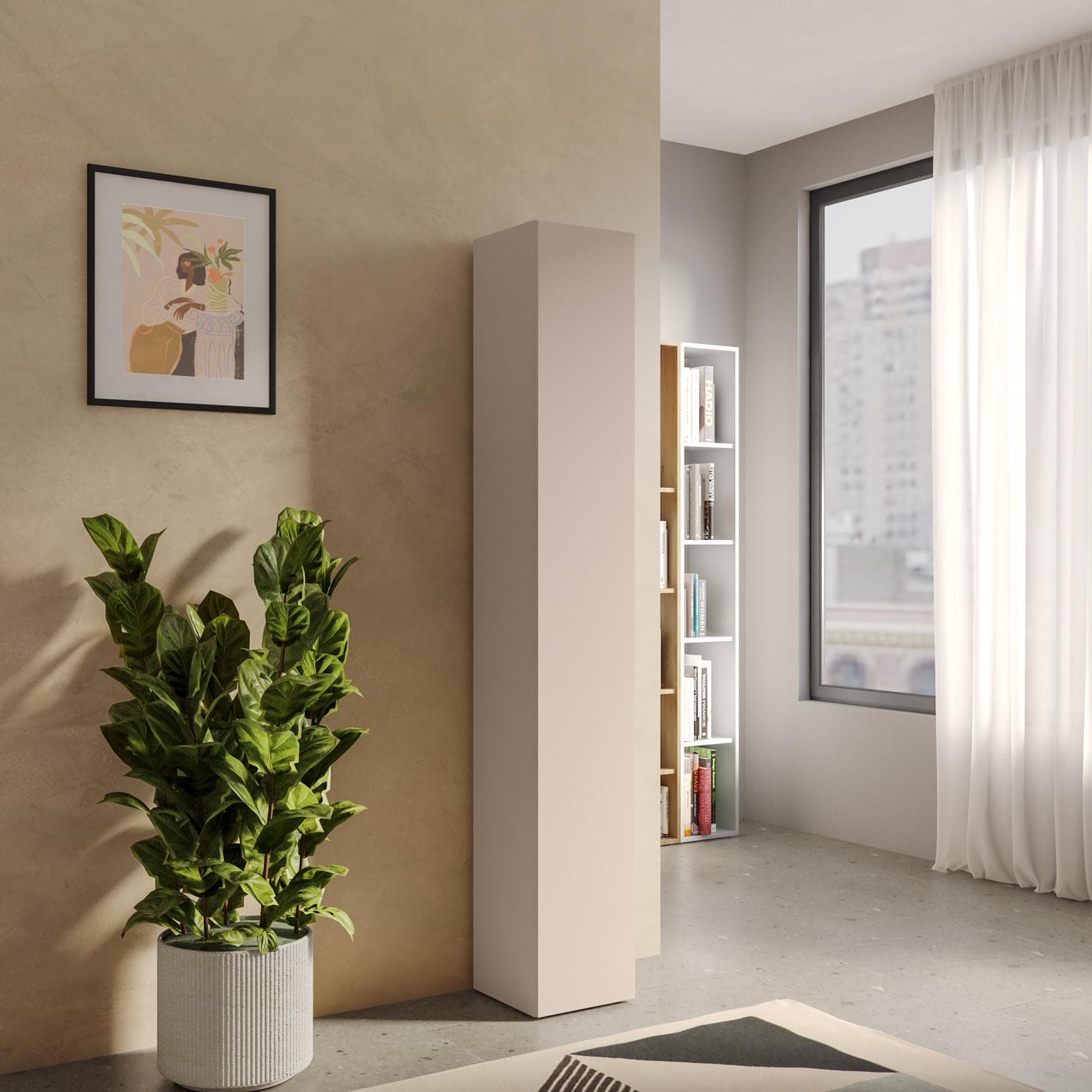 Colonna multiuso 28x185h cm cashmere con anta reversibile - Clary