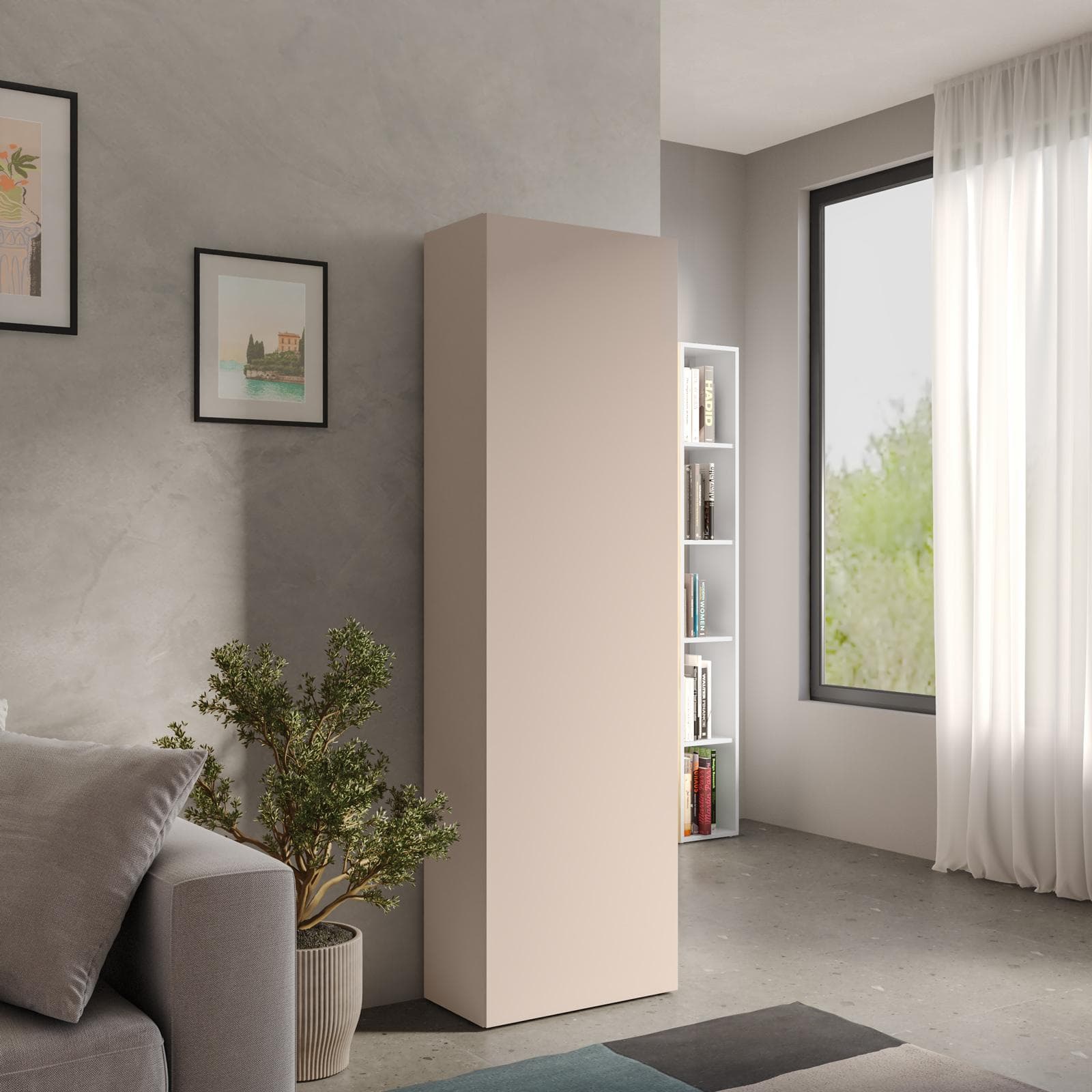 Colonna multiuso 54x185h cm cashmere con anta reversibile - Clary